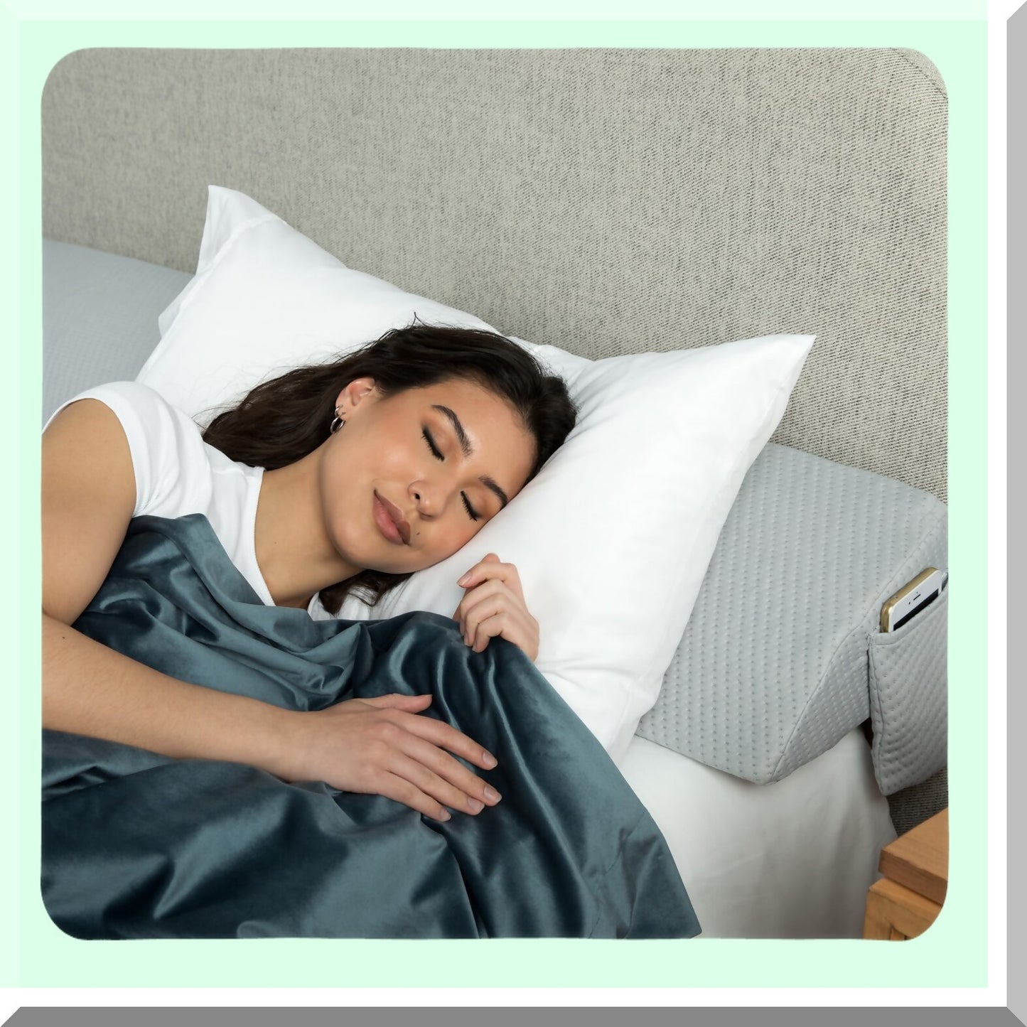 MemoryFoam GapGuard - Bed Wedge Filler with 2 Pockets, Bolster Pillow for Bed Cracks, Triangle Wedge Stopper to Prevent Pillow Falling, Gray, 76x10x6 inch