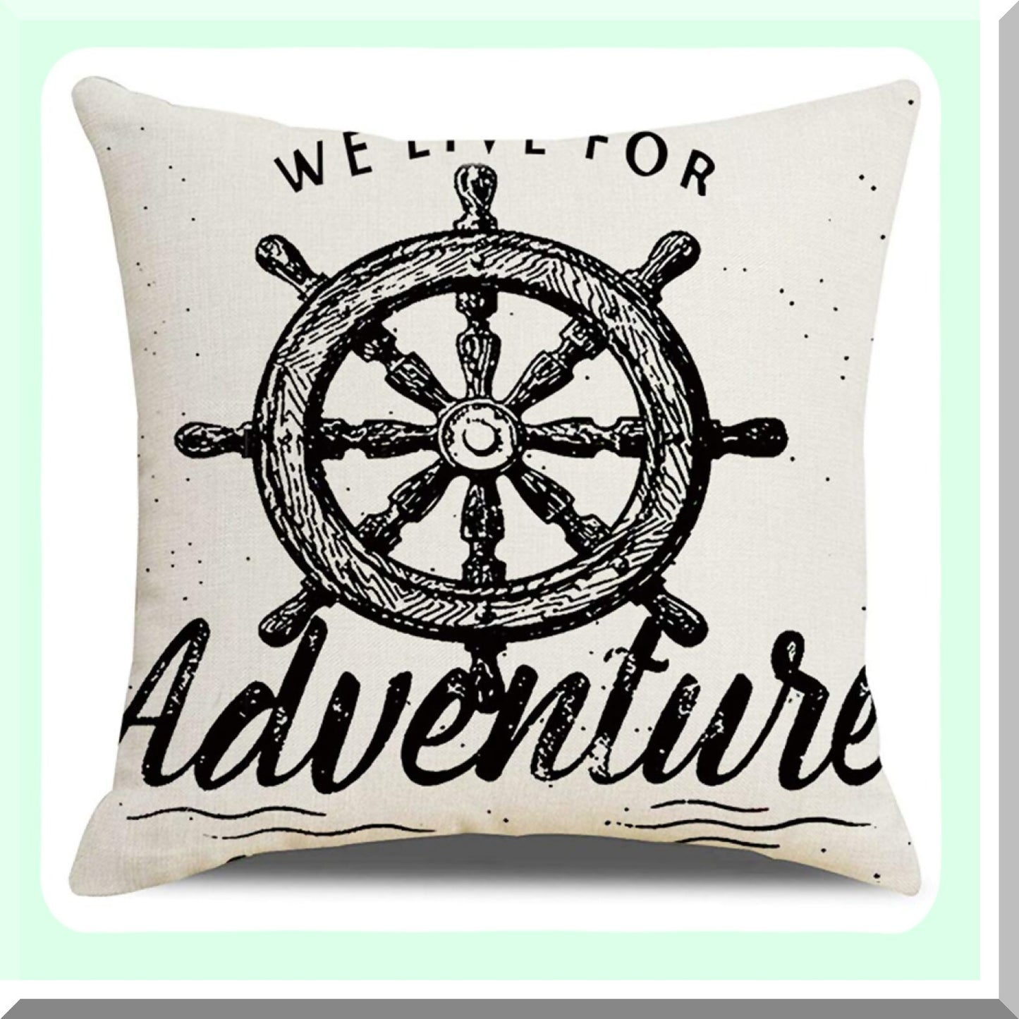 Nautical Voyage Anchor Pillow Covers - Set of 4 Beach/Ocean Decor Cotton Linen Cushion Cases 1818 Black/White - Navigation Style Home Decor Pillowcases