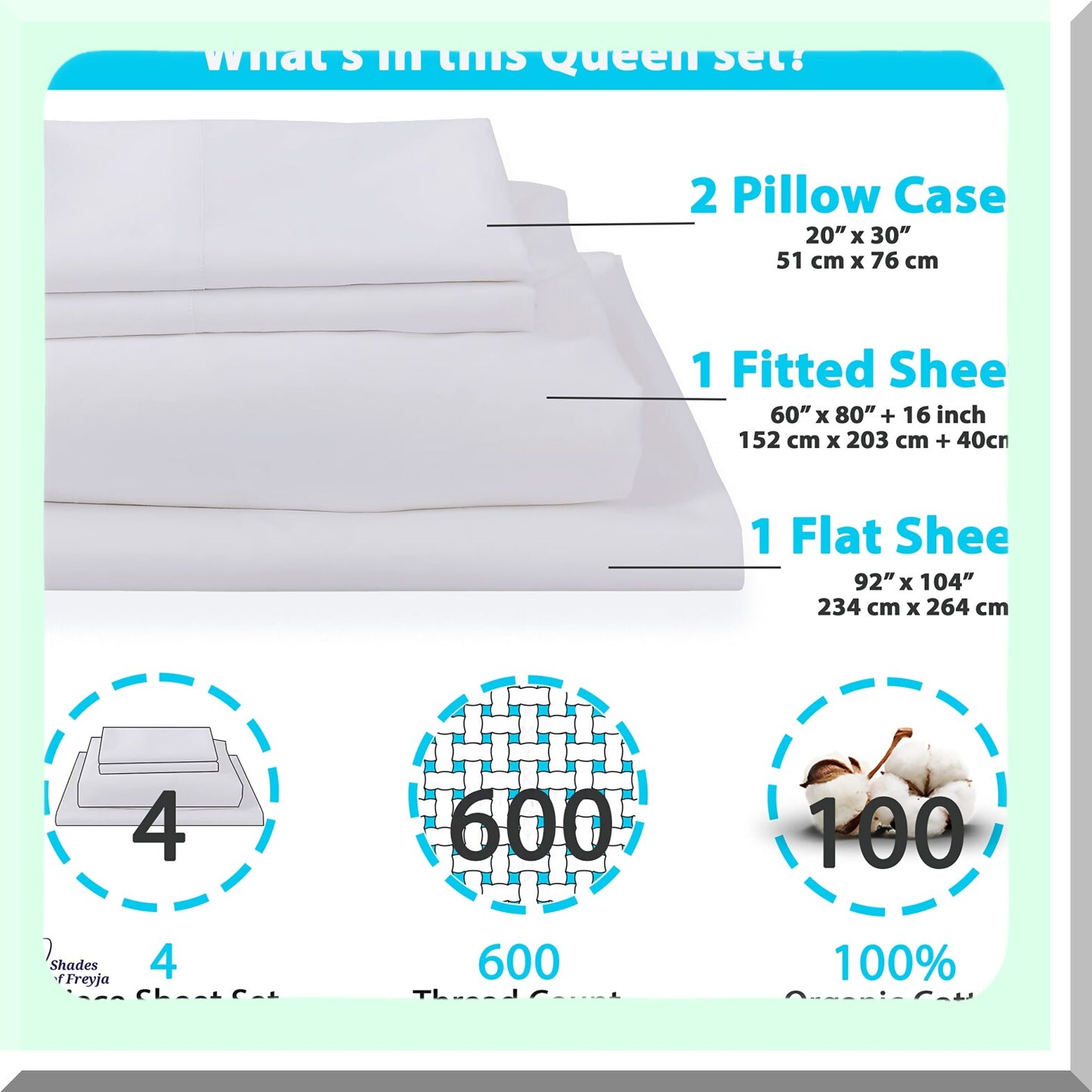 Luxury Sateen Queen Sheet Set - 600 TC 100% Cotton Bedding with Deep Pocket - Premium Hotel Quality Soft & Silky White Sheets - 4-Piece Set