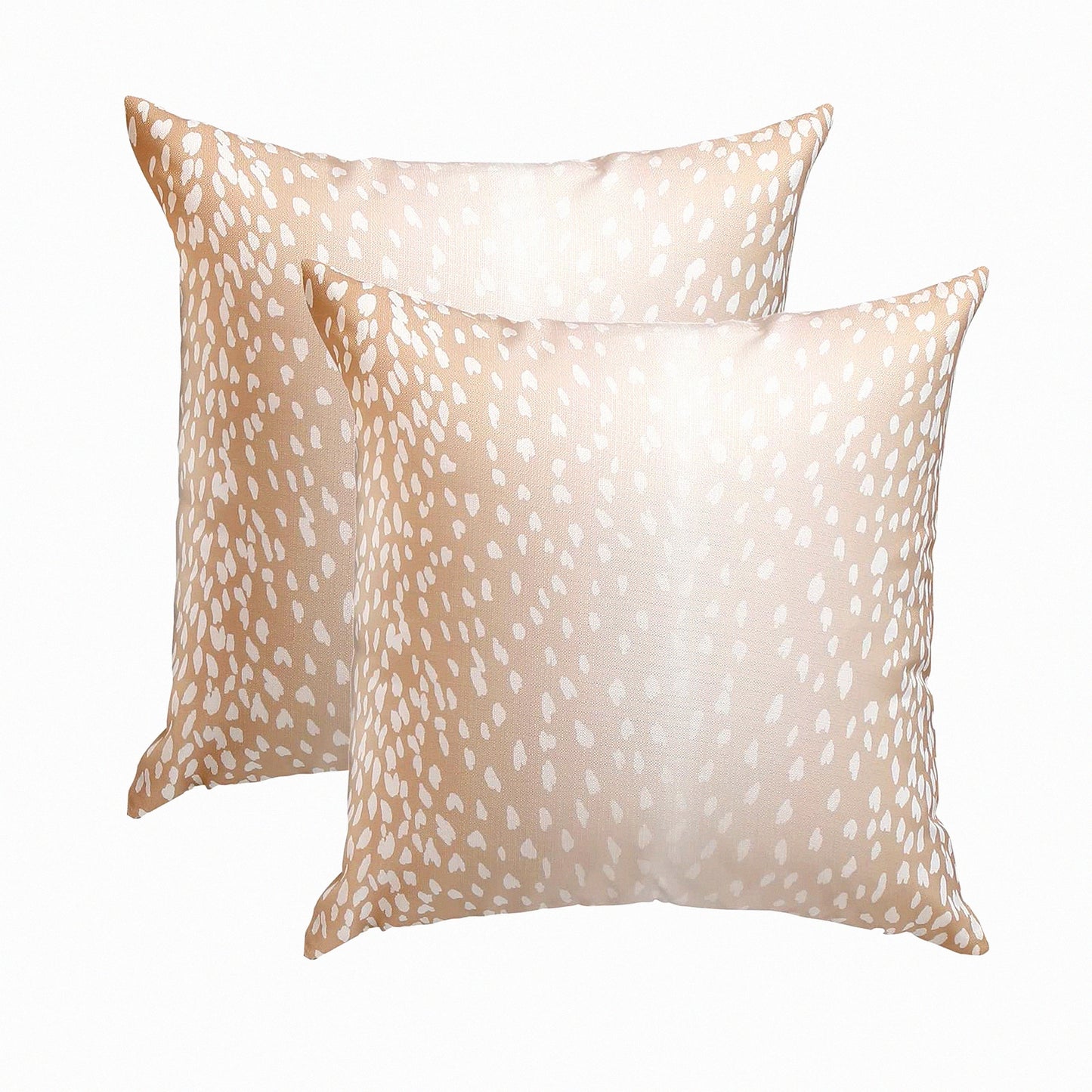 Fawn Linen Antelope Pillow Covers - Set of 2, 18x18 Inch Modern Animal Print Euro Throw Pillow Cases for Couch Sofa Bedroom Decor - Beige White Square Accent Sham
