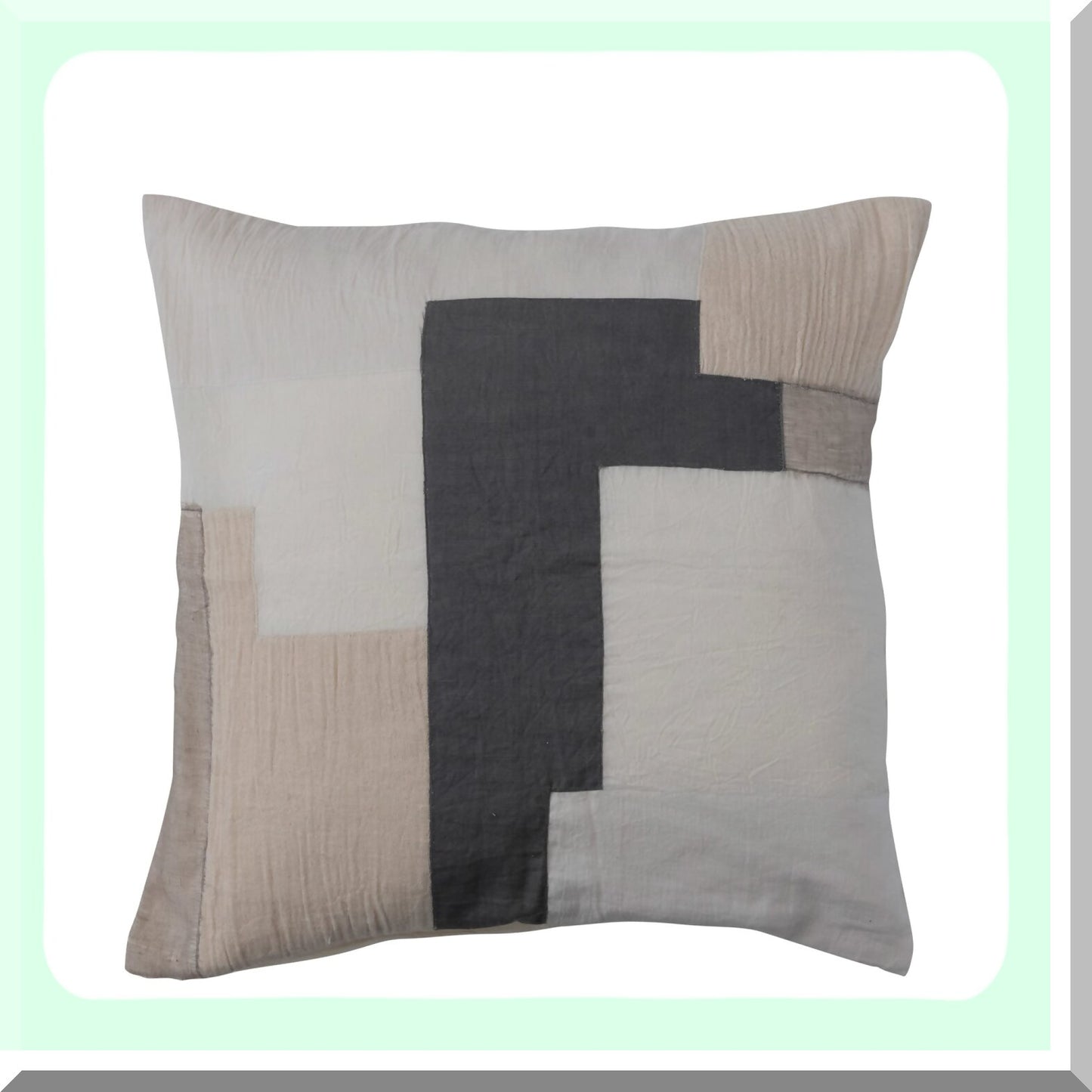 Geometric Patchwork Cotton Throw Pillow - Multicolor 20x20 - Decorative Cushion Cover - Boho Chic Home Decor - Square Accent Pillow Case