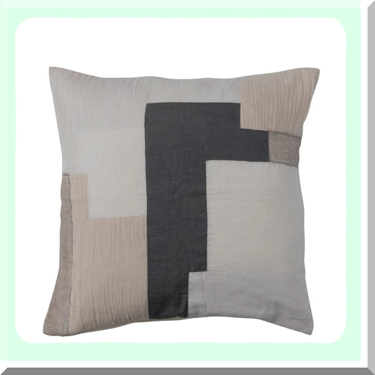 Geometric Patchwork Cotton Throw Pillow 20x20