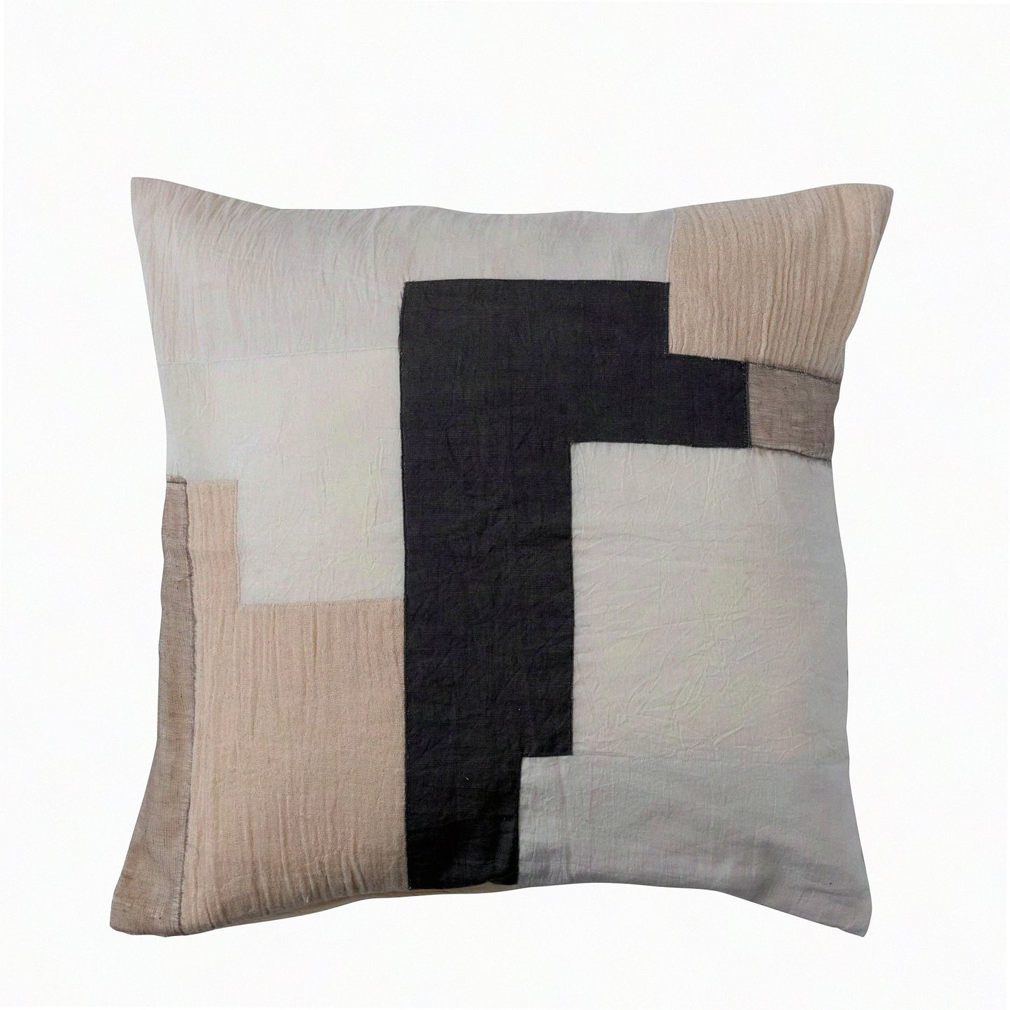 Geometric Patchwork Cotton Throw Pillow - Multicolor 20x20 - Decorative Cushion Cover - Boho Chic Home Decor - Square Accent Pillow Case