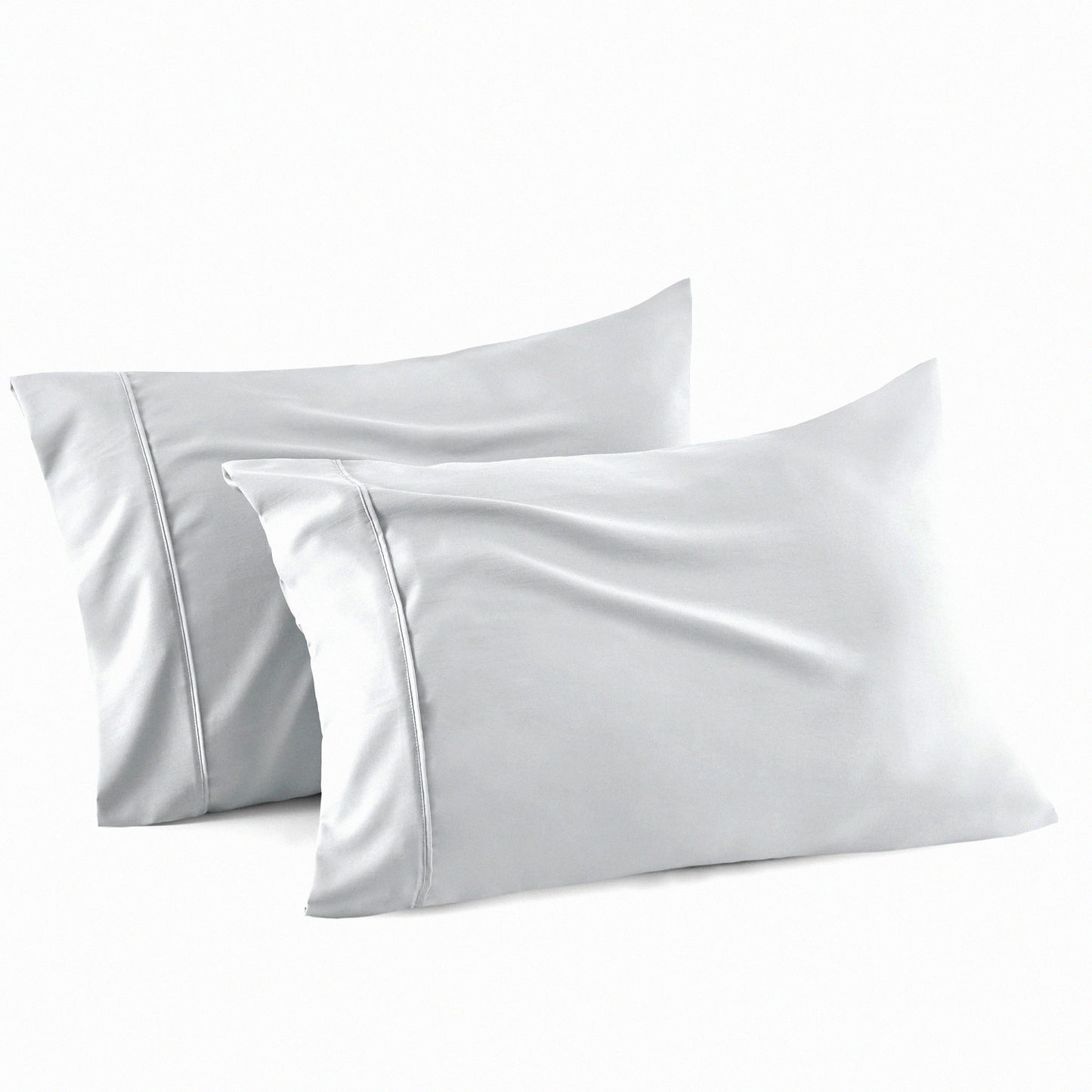 BambooCool Pillowcase Set - Breathable & Wrinkle-Free Pillow Covers - Soft Polyester Rayon - Envelope Closure - Gifts - Grey - 20x36 Inches
