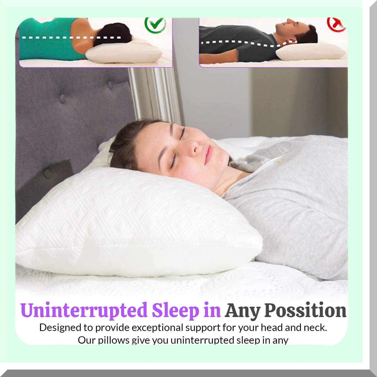 CoolBamboo Comfort Pillow Set - 2 Pack Cooling Memory Foam Pillows for Back, Stomach, Side Sleepers. Adjustable, Rayon Bamboo Cover, Removable.