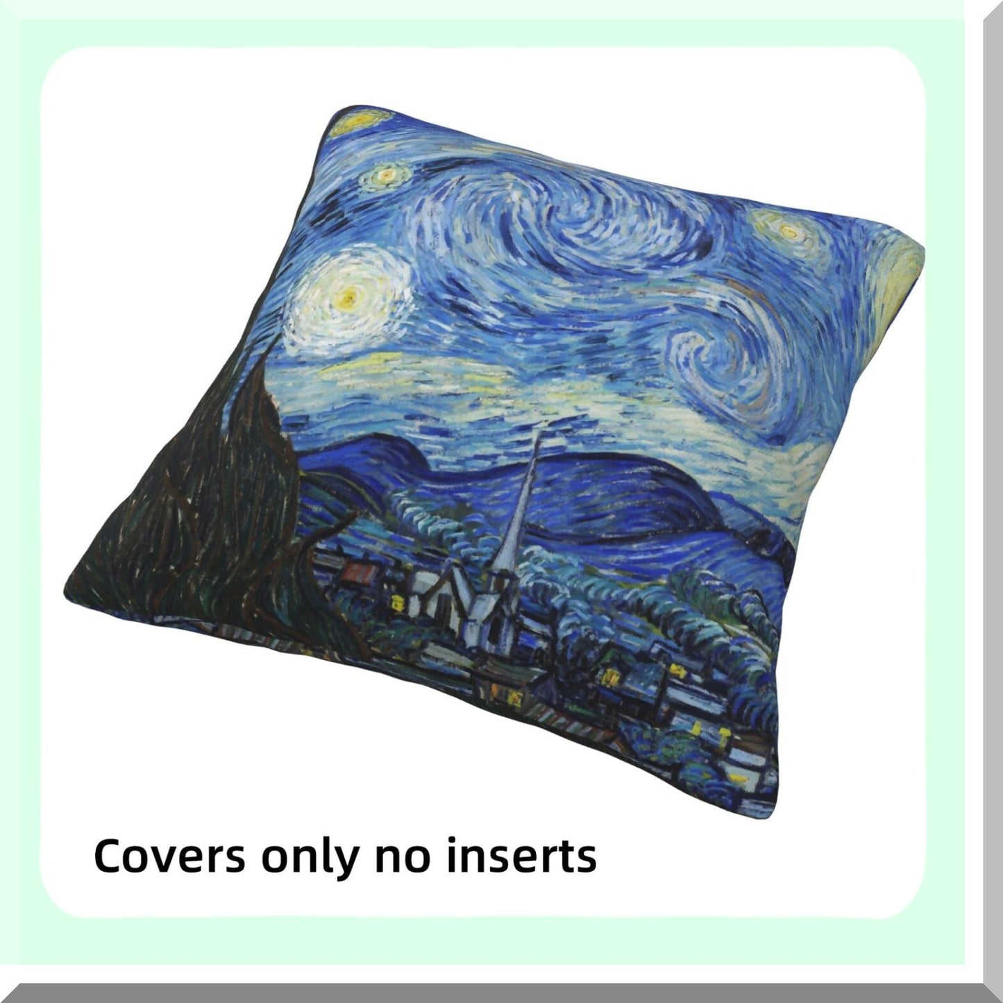 Abstract Art Pillow Covers Set - Van Gogh Inspired Decorative Cushion Cases - Square Famous Painting Fans Collection - 18x18 Inches - Pack of 4