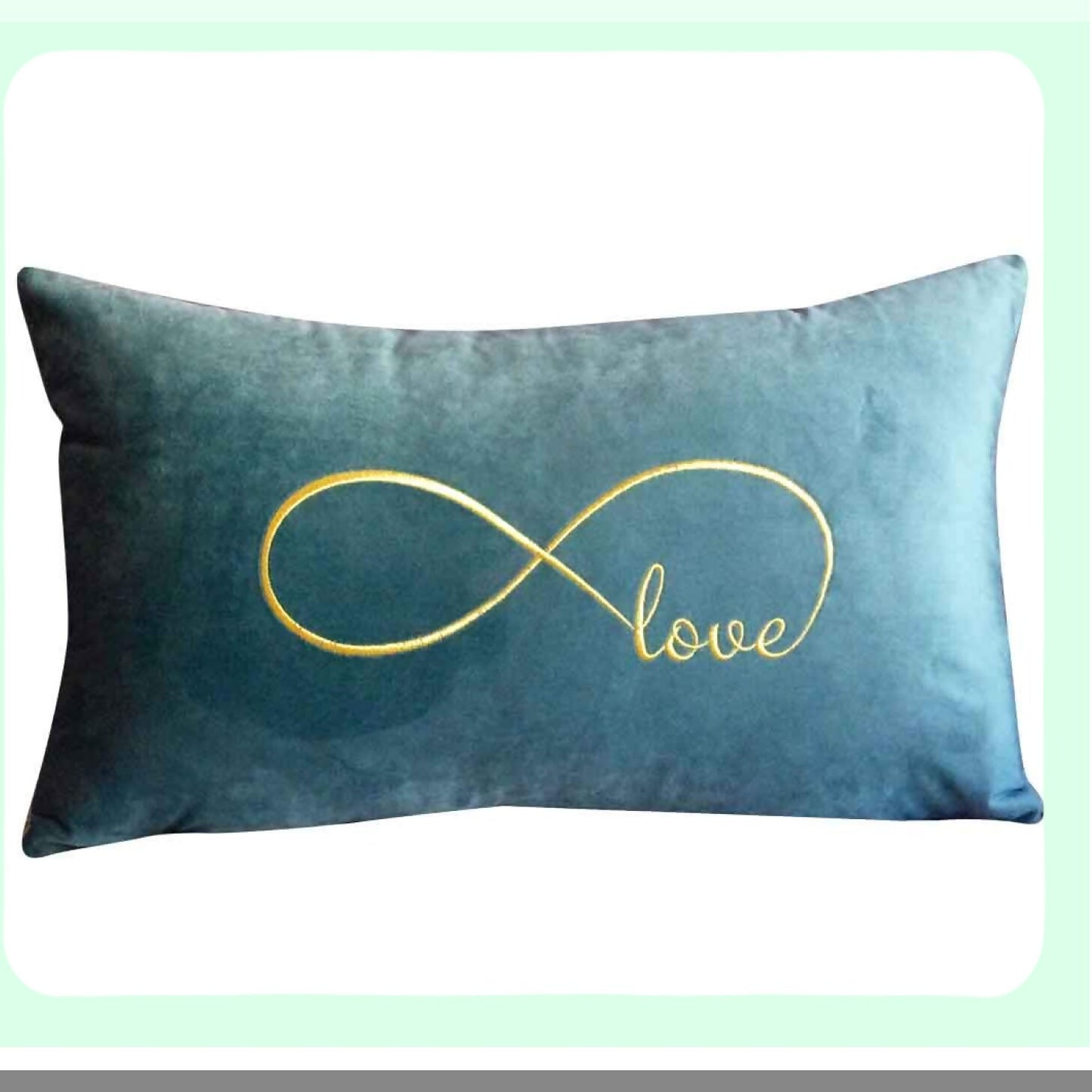 Infinity Love Lumbar Pillow Cover - Embroidered Decorative Throw Pillow Case for 12x20 Inch Cushions - Romantic Home Decor Accent