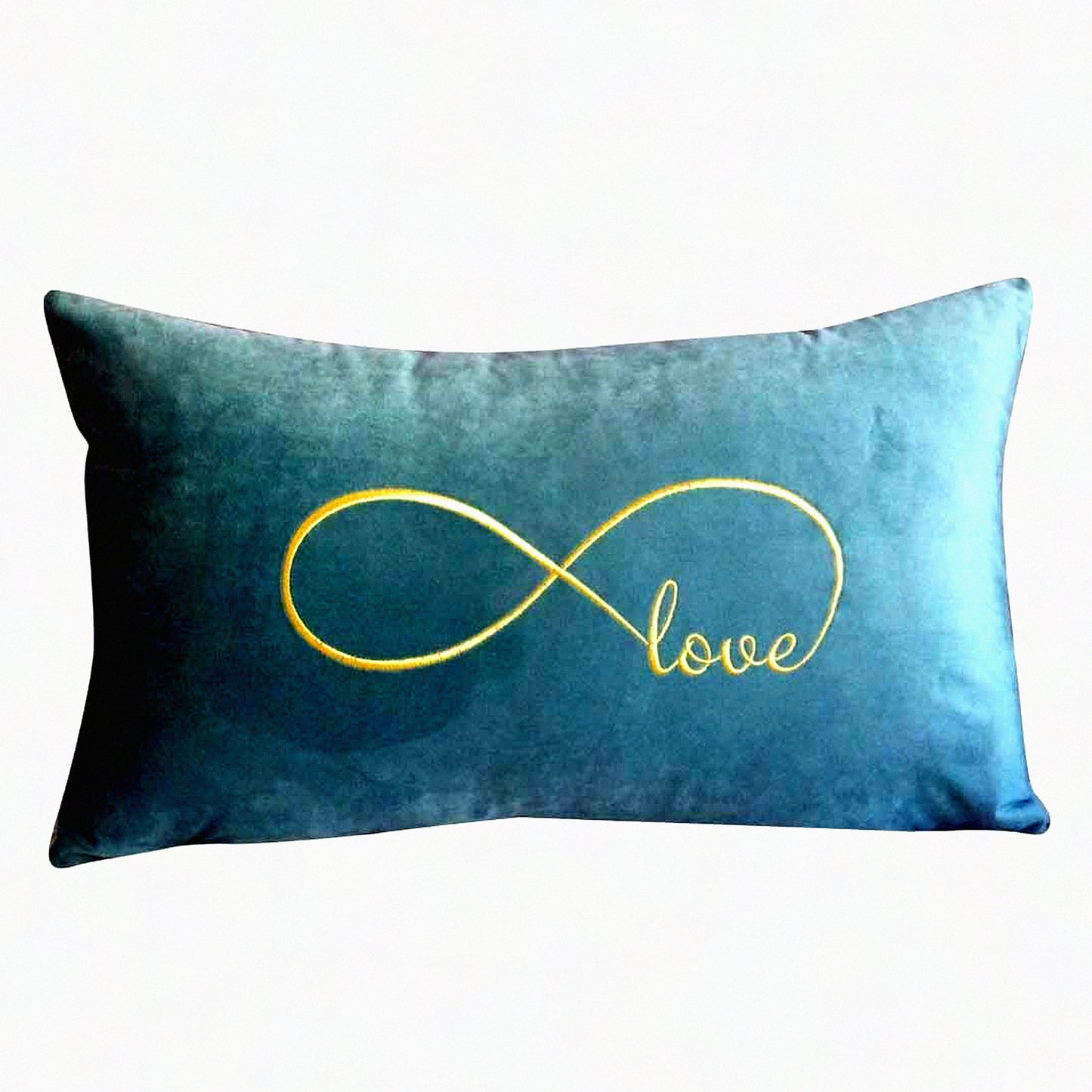 Infinity Love Lumbar Pillow Cover - Embroidered Decorative Throw Pillow Case for 12x20 Inch Cushions - Romantic Home Decor Accent