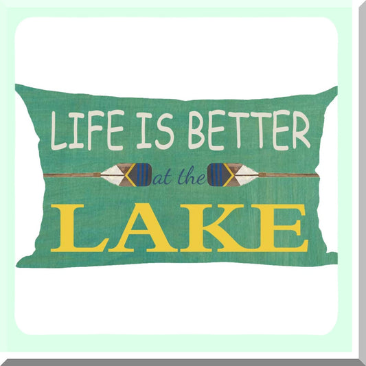 Lake Life Quote Pillow Cover Compatible with Home and Car