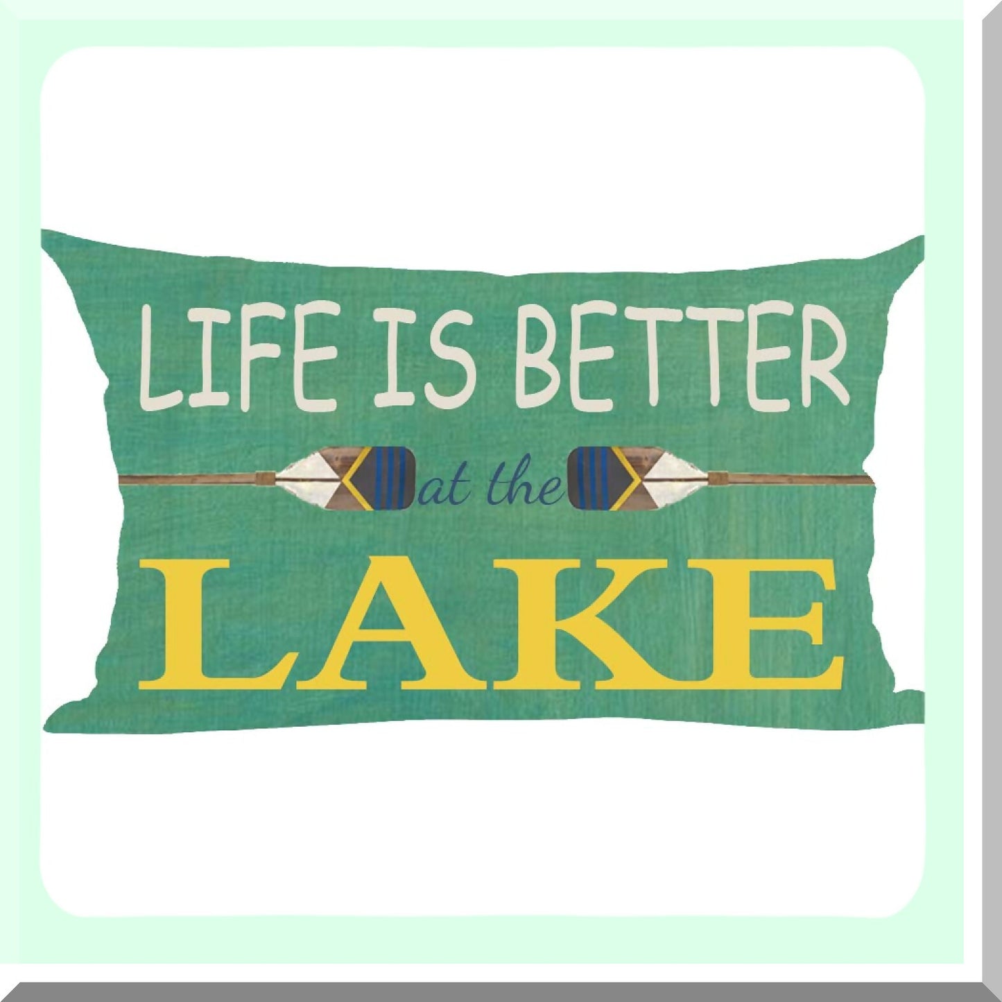 Lake Life Quote Decorative Pillow Cover - Green Summer Throw Pillow for Home Living Room Bed Sofa Car - Cotton Linen Lumbar Case 12x20"
