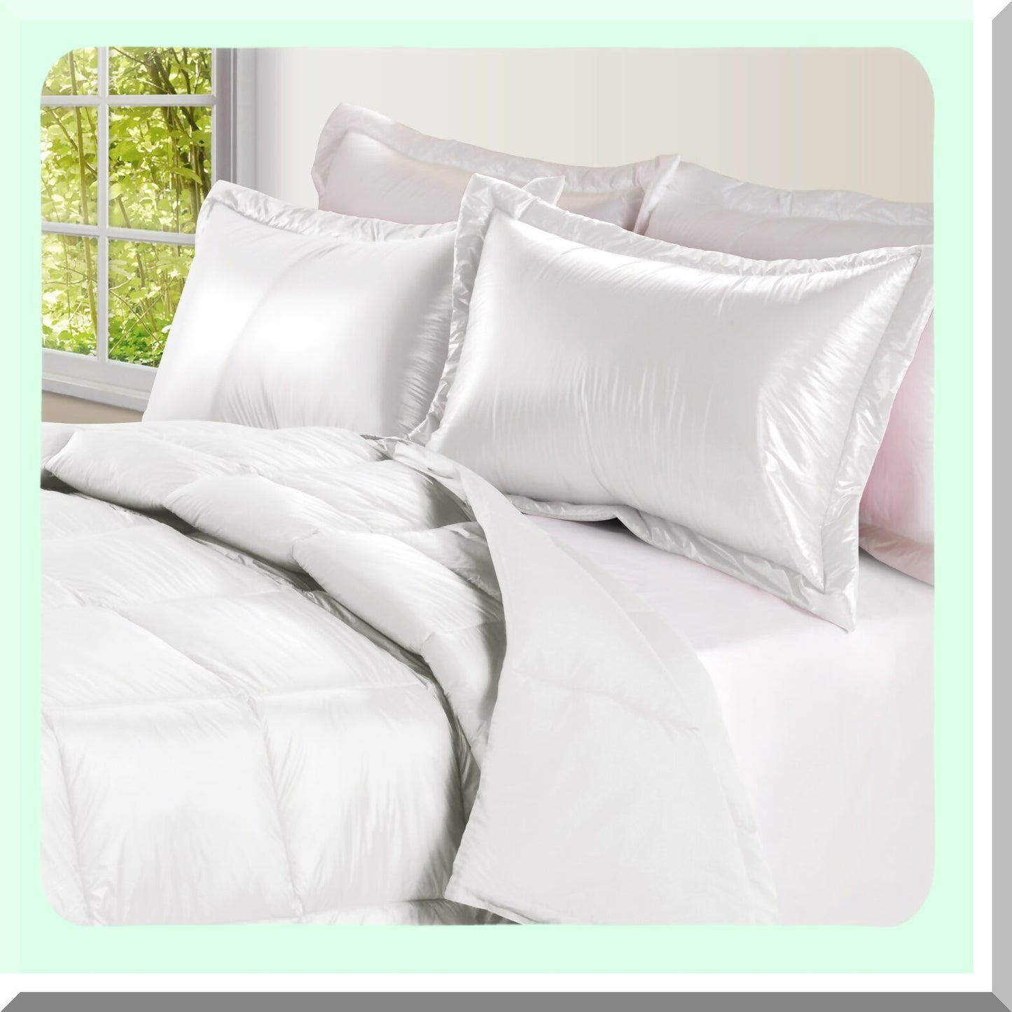 All-Weather Down Comforter - Twin Size - Water Resistant - Indoor/Outdoor - Extra Strong Nylon Cover - White - PUFF High