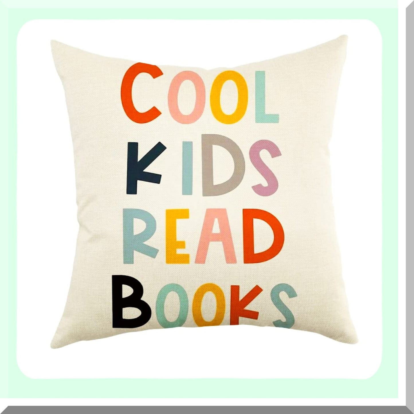 Cool Kids Read Farmhouse Pillow Cover - 18x18 Inch Rustic Cushion Saying for Family Room Decor - Book Lover Quote Home Accent