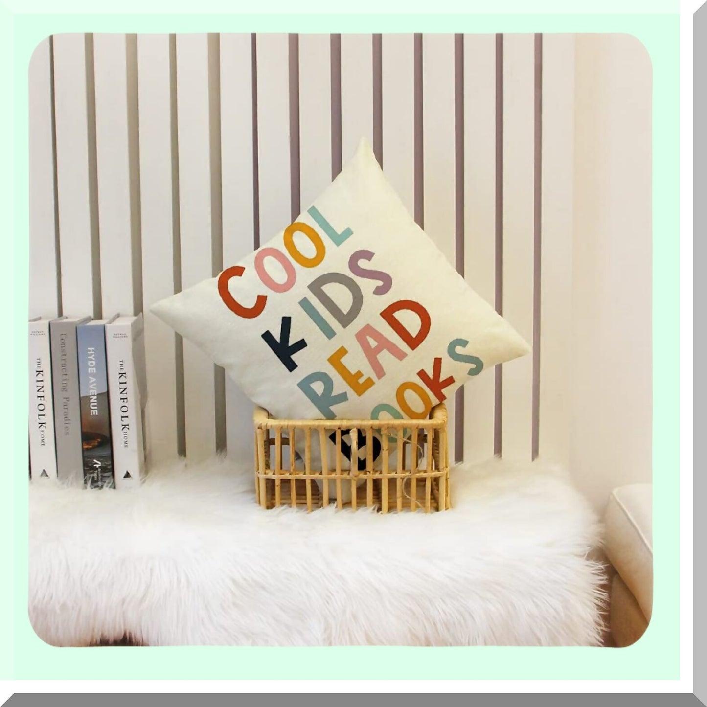 Cool Kids Read Farmhouse Pillow Cover - 18x18 Inch Rustic Cushion Saying for Family Room Decor - Book Lover Quote Home Accent