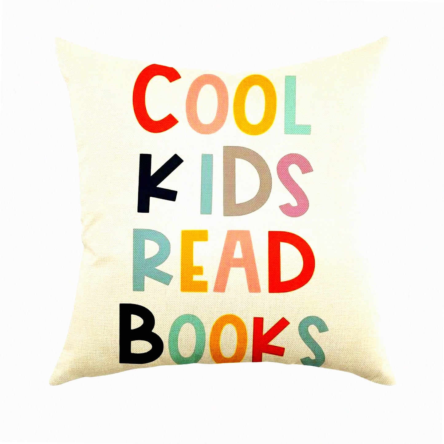 Cool Kids Read Farmhouse Pillow Cover - 18x18 Inch Rustic Cushion Saying for Family Room Decor - Book Lover Quote Home Accent