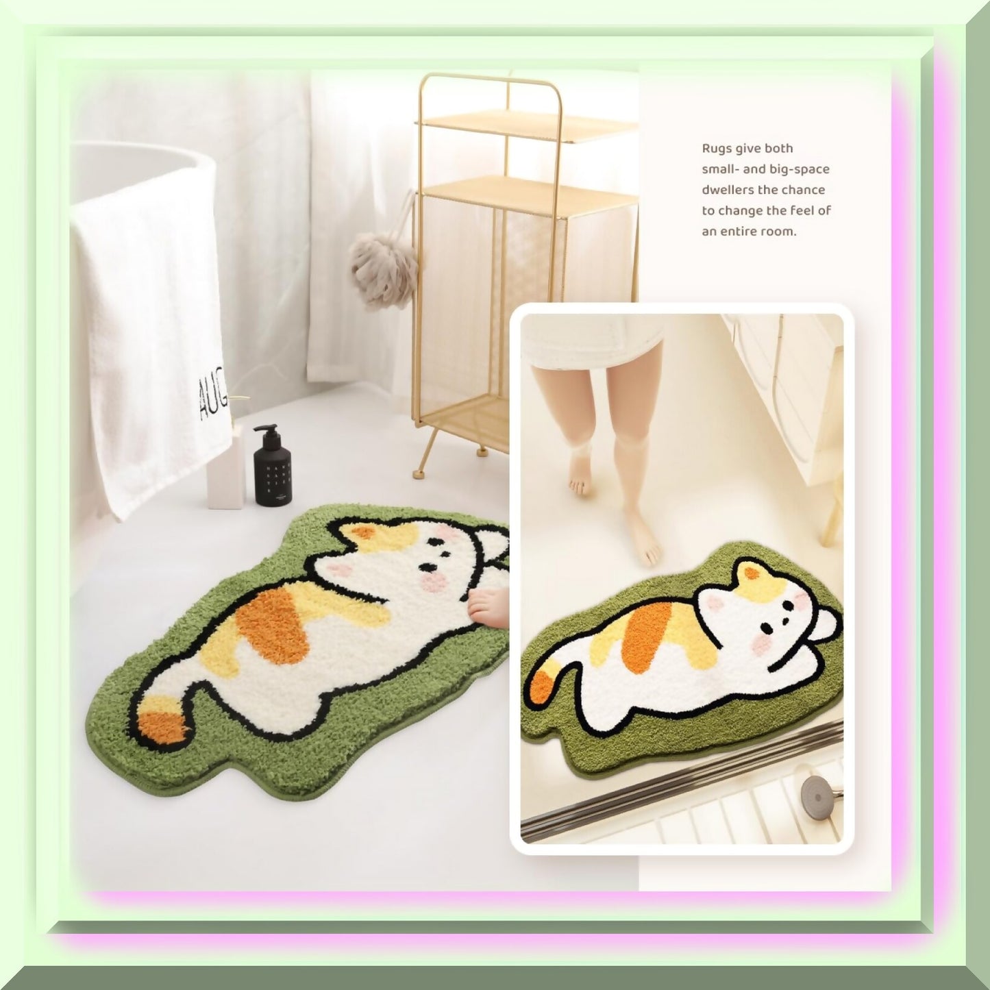 Animal Bath Mat 20"x31" Microfiber Non-Slip