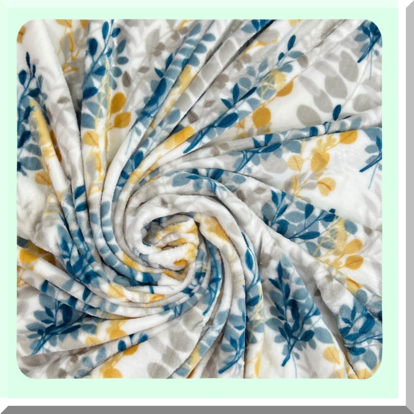 CozyLeaf Fleece Throw: Velvety Soft, Durable Blanket for Bed or Couch, Teal & Yellow Leaf Design, 50x70 inches
