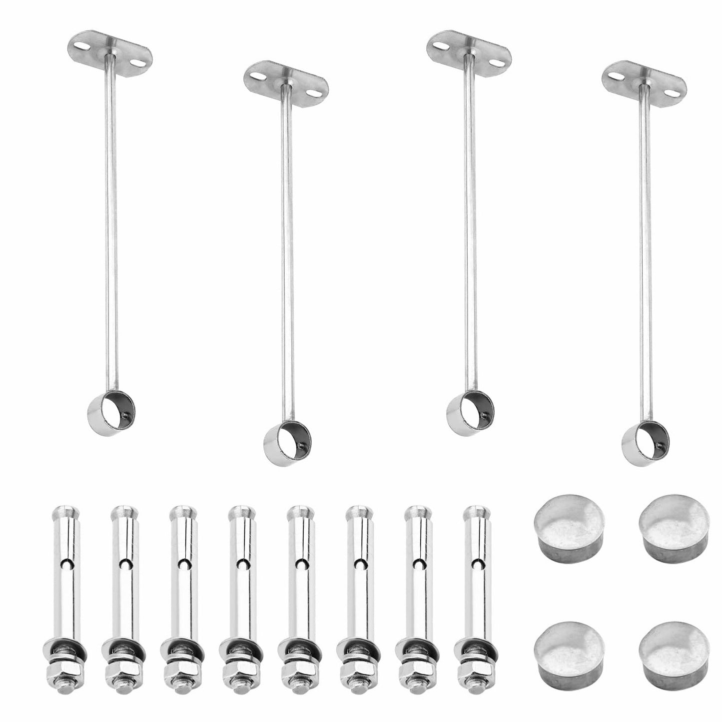 Stainless Steel Ceiling-Mount Curtain Rod Bracket 4Pcs