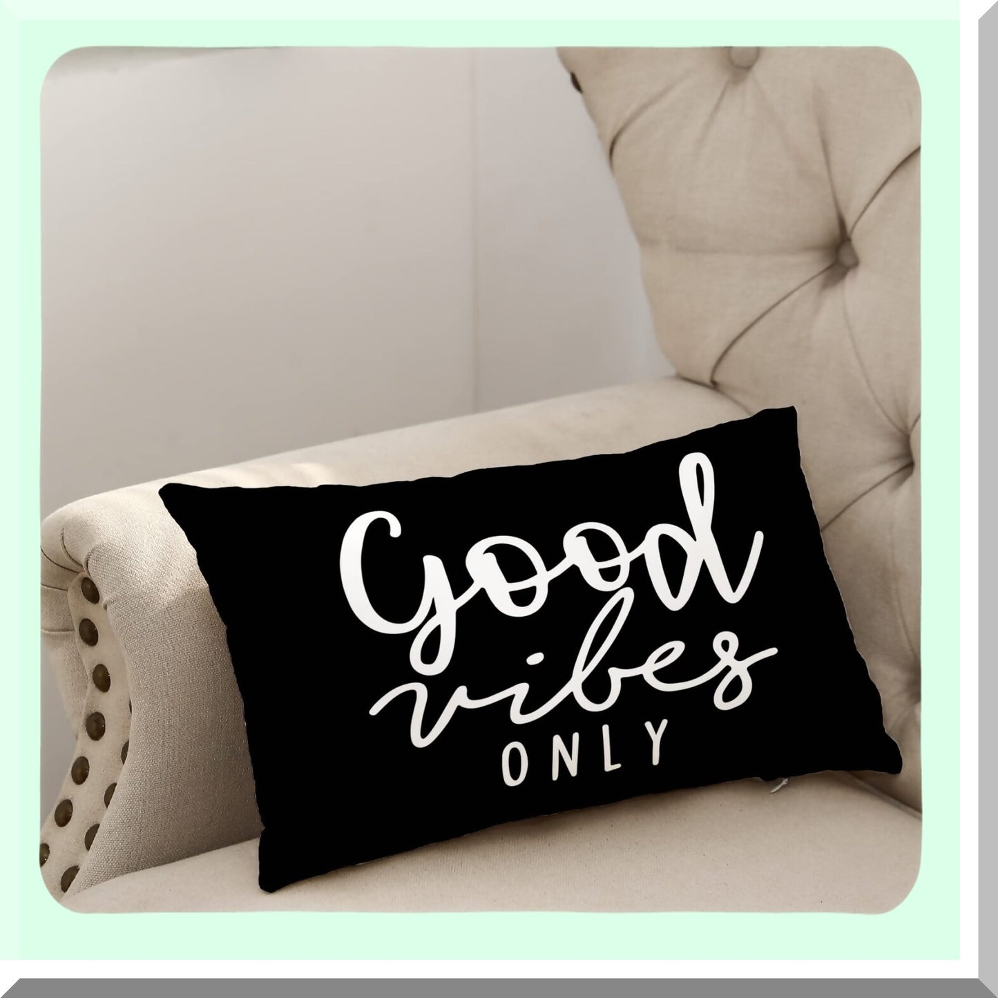 VibeBoost Inspirational Quote Pillow Covers - Funny Motivational Decorative Cushion Cases for Couch, Sofa, Living Room & Bed - Good Vibes Only Home Decor - 12 x 20 Pillowcase