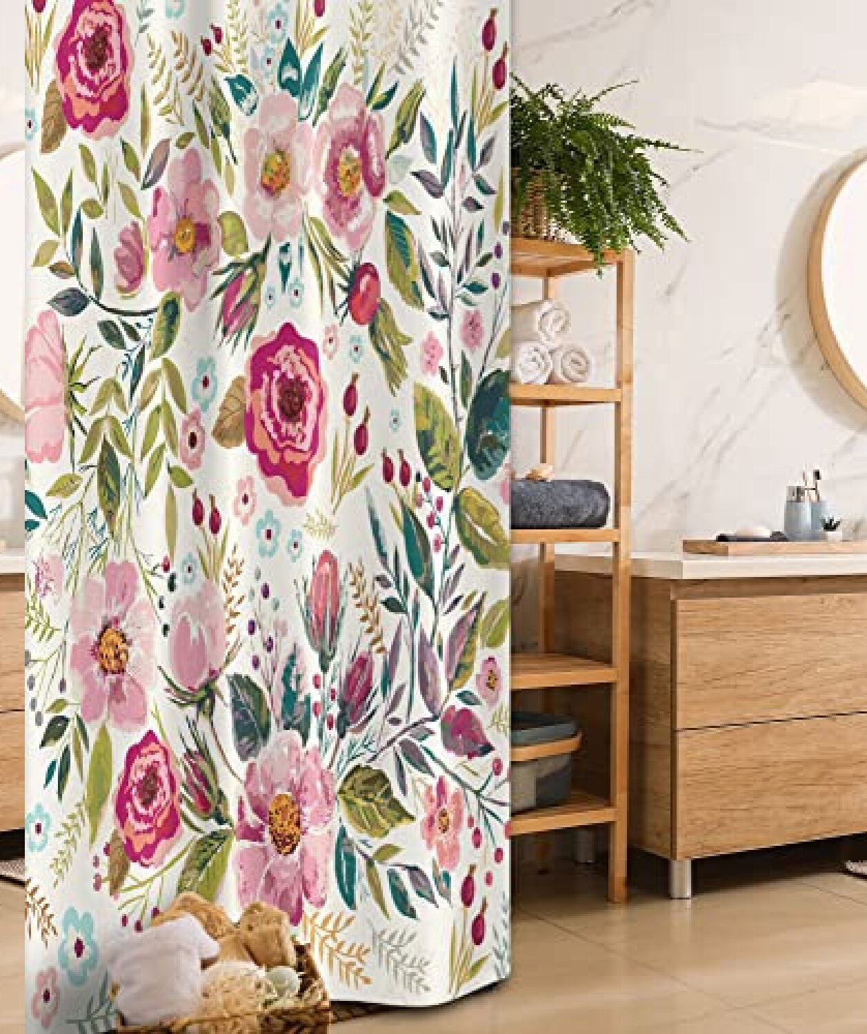 Floral Shower Curtain Magenta 36x72 inches