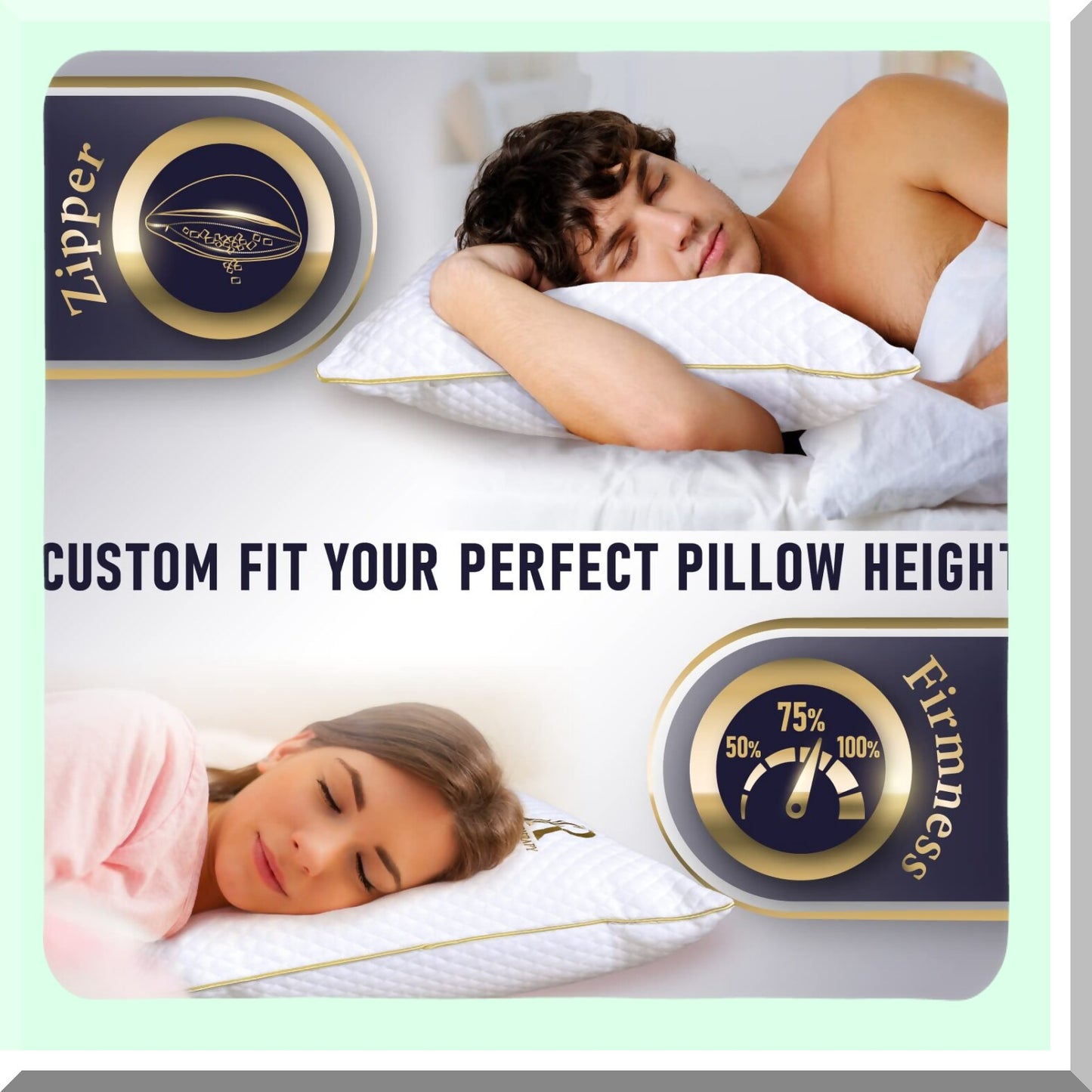 Bamboo Memory Foam Contour Pillow - Orthopedic Neck & Shoulder Support, Adjustable Side Sleeper Pillow for Back, CertiPUR Certified