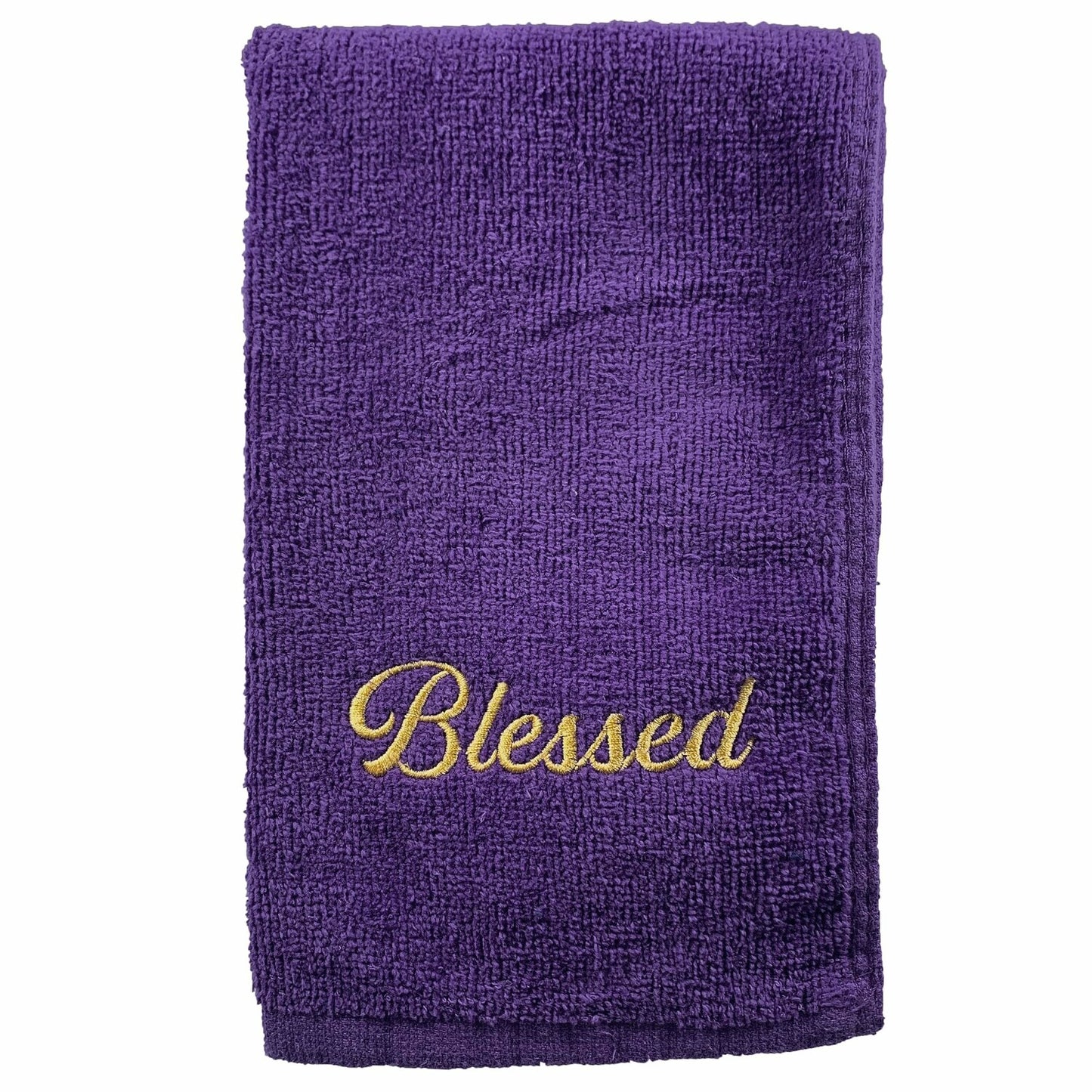 Embroidered Hand Towels Blessed Purple 10x15