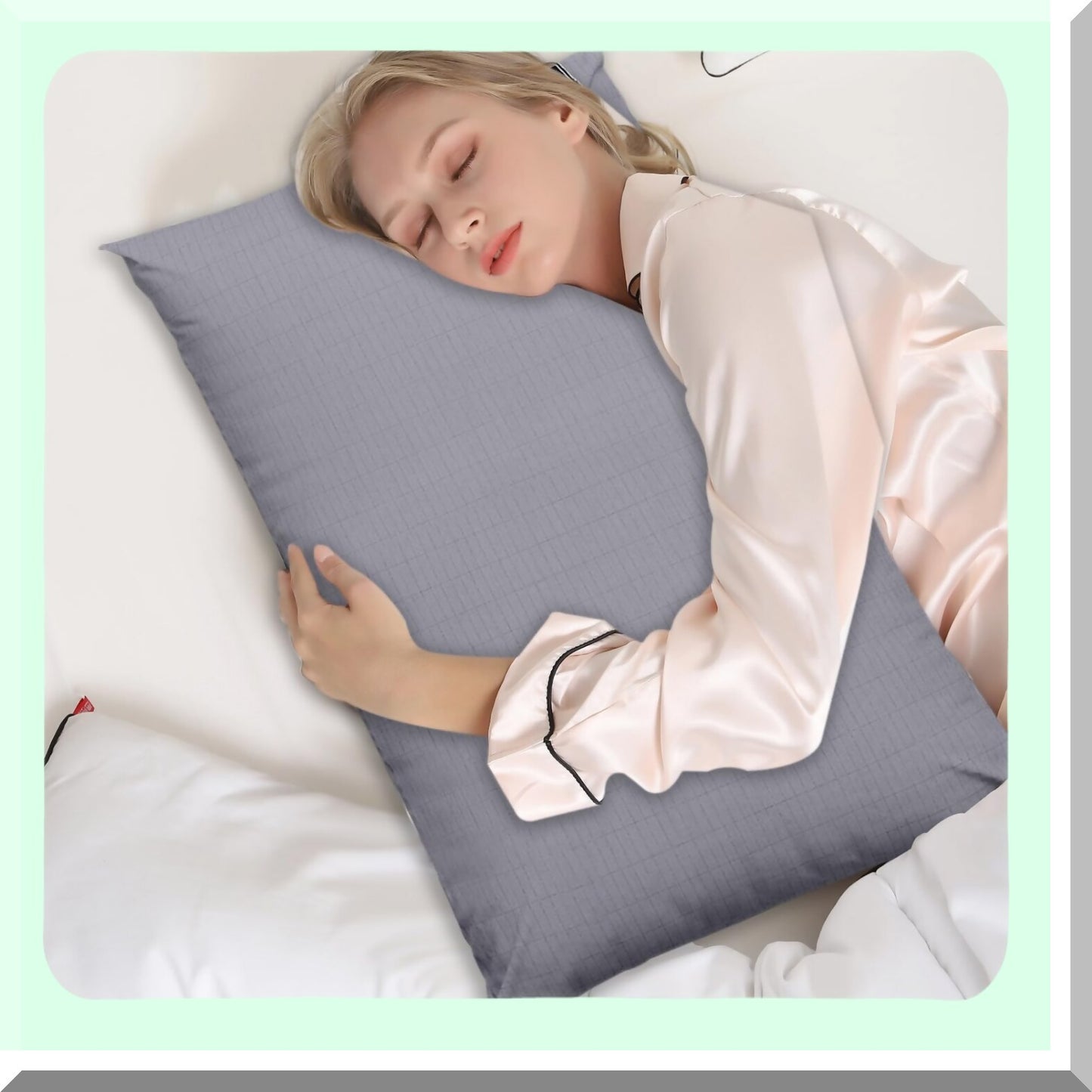 Grounding Comfort Cotton Pillowcase Set - Inflammation Reduction Sleep Therapy - Conductive Pillow Cover with Grounding Cord - 2PCS 20"30"