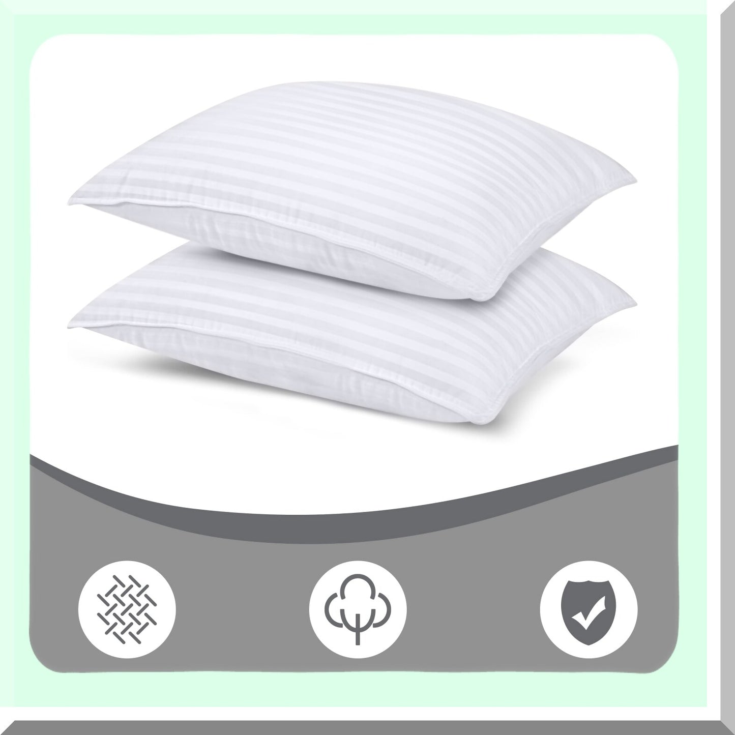 CoolDream Queen Size Cooling Pillows - Set of 2 | Hotel Quality White Pillows for Back, Stomach, Side Sleepers | Breathable & Comfortable