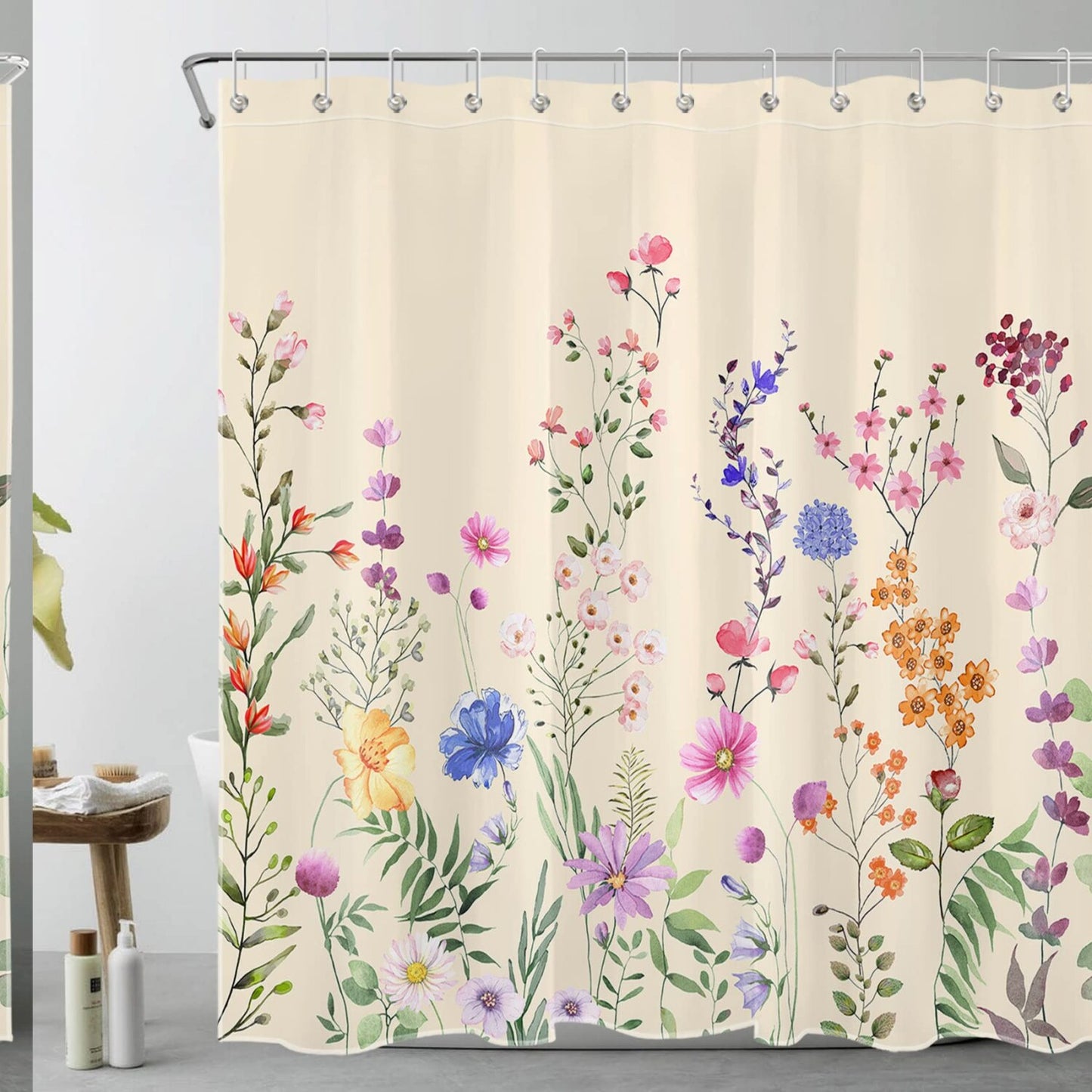 Farmhouse Floral Waterproof Shower Curtain 72x72 inches
