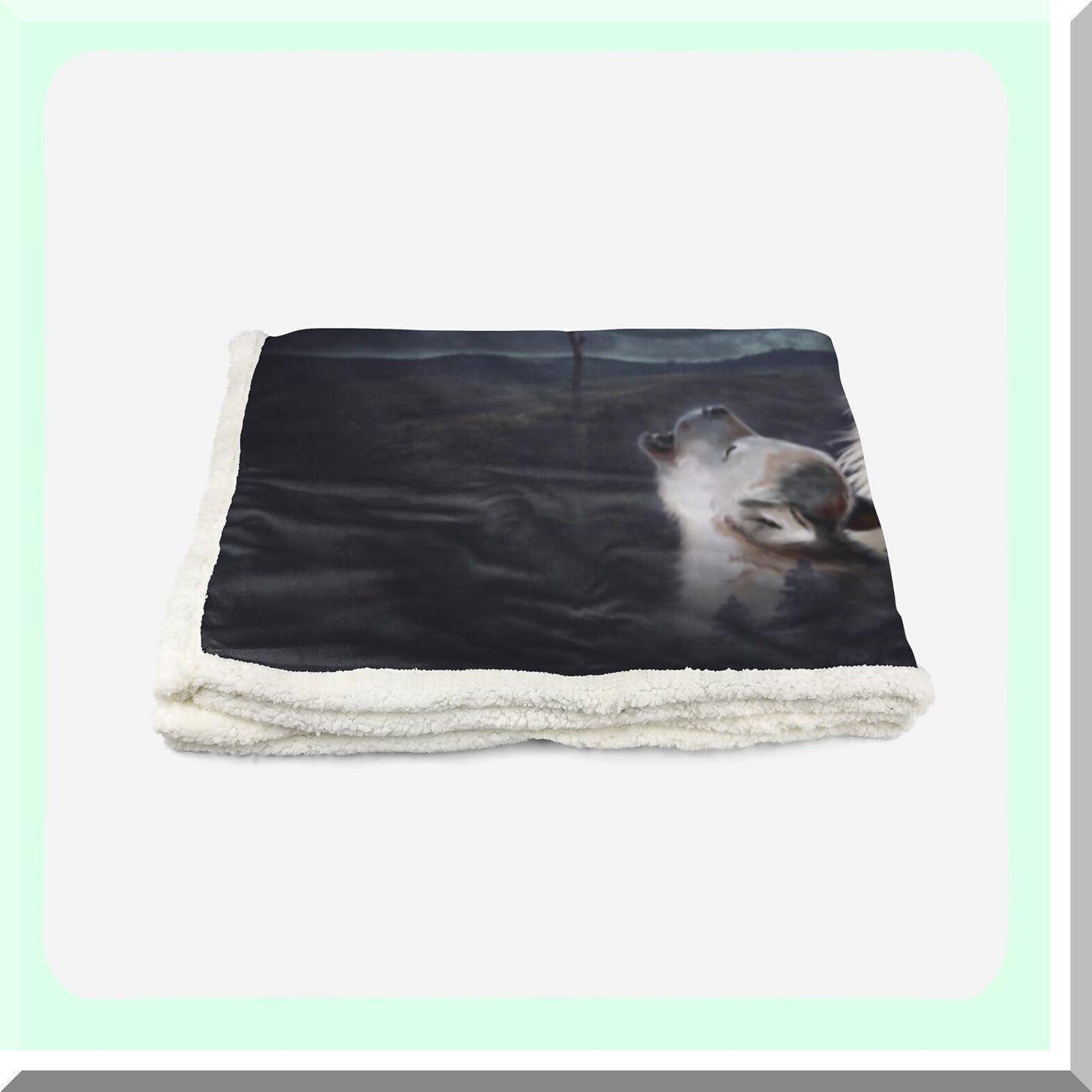 Moonlit Howl Sherpa Blanket - Cozy Soft Fleece for Boys & Adults, Wolf Father and Son Design, 59 x 47 Inches