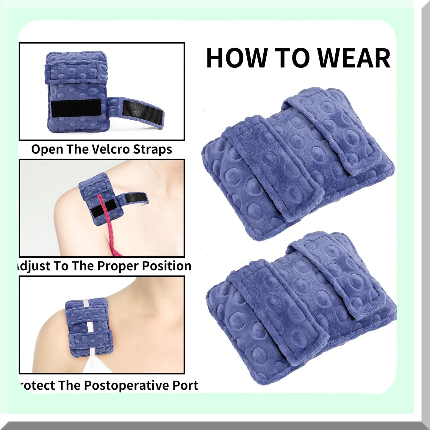 Soft Mastectomy Recovery Pillow - 2 Pack Chest Protector & Bra Strap Pad for Post Surgery Support. Chemo Port Cushion Gifts for Women/Men.