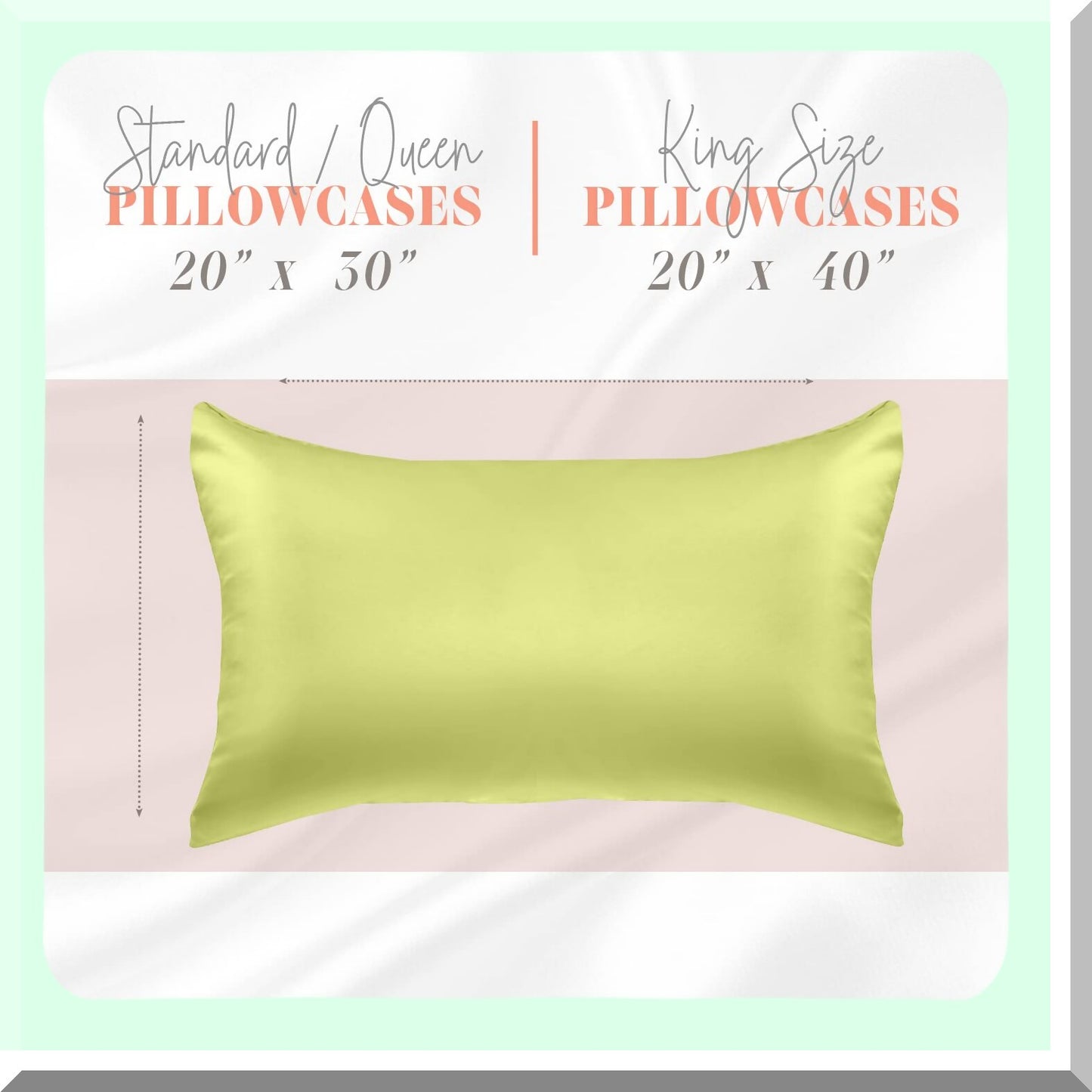 SilkDreams Pillowcase Set - Luxurious 2-Piece for Healthier Hair - Hidden Zipper Closure - Beautifully Packaged - Standard/Queen Size - Pistachio Green