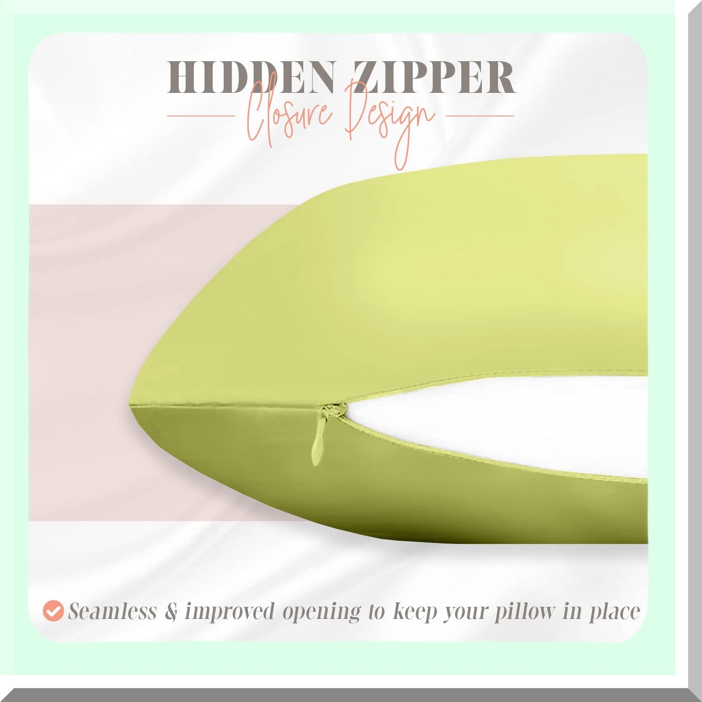 SilkDreams Pillowcase Set - Luxurious 2-Piece for Healthier Hair - Hidden Zipper Closure - Beautifully Packaged - Standard/Queen Size - Pistachio Green