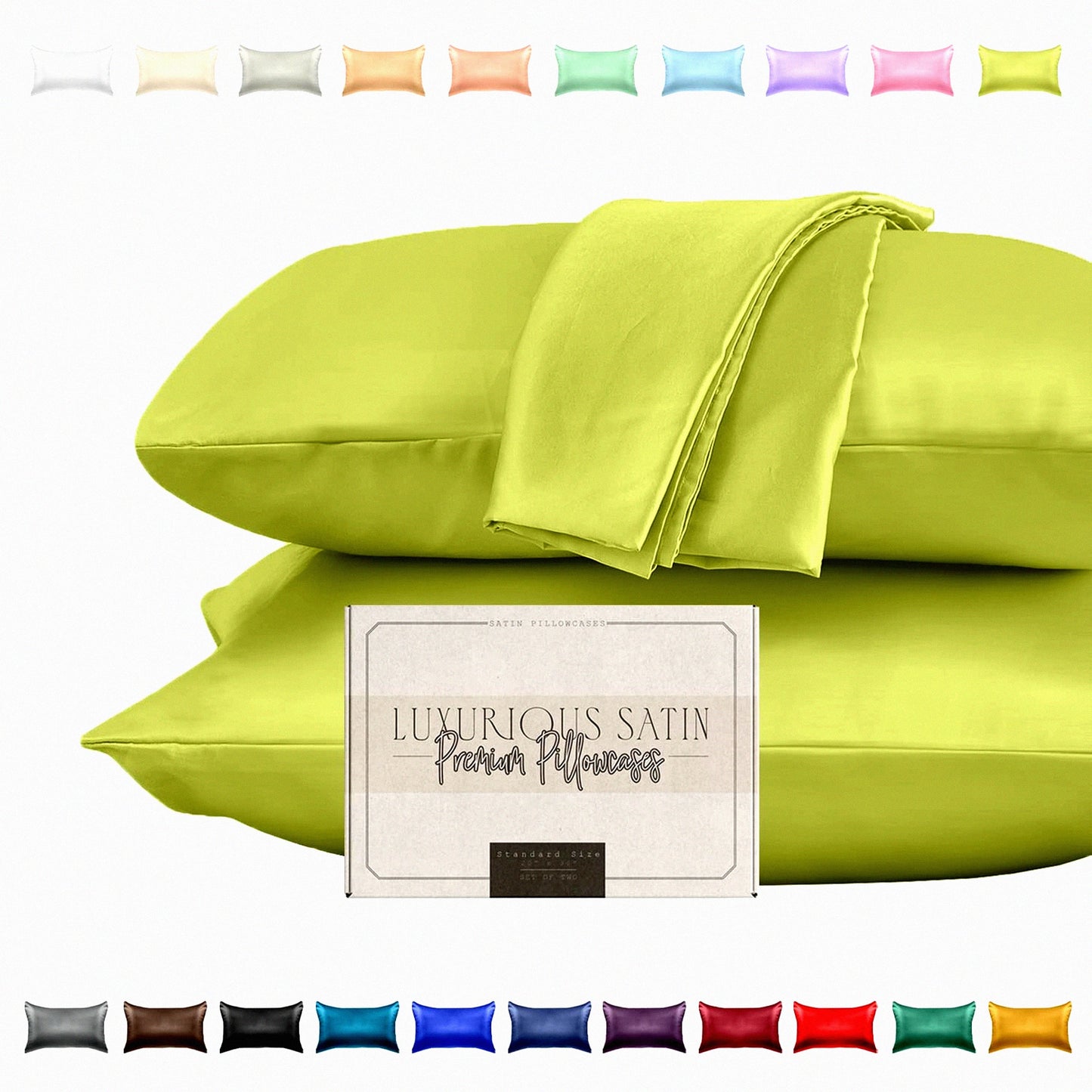 SilkDreams Pillowcase Set - Luxurious 2-Piece for Healthier Hair - Hidden Zipper Closure - Beautifully Packaged - Standard/Queen Size - Pistachio Green
