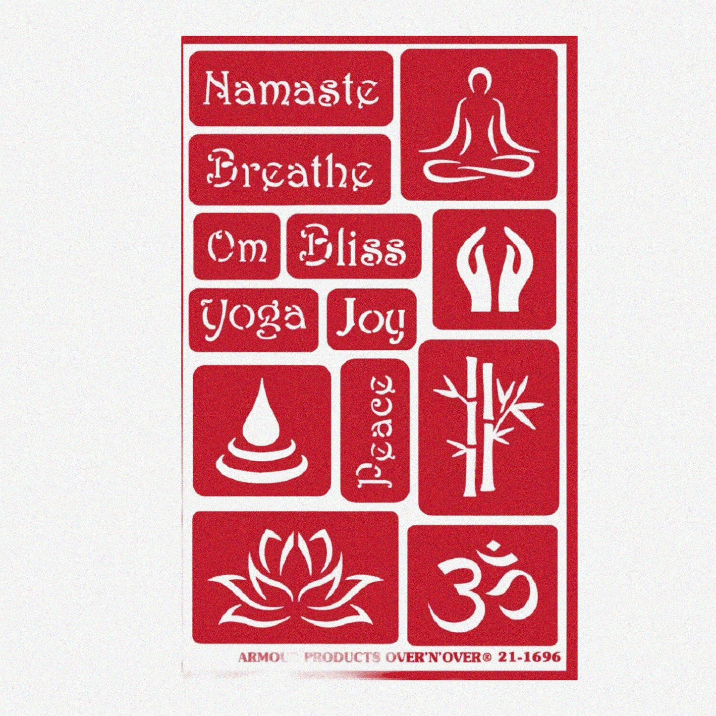 Reusable Glass Etching Stencils Set with Namaste Design