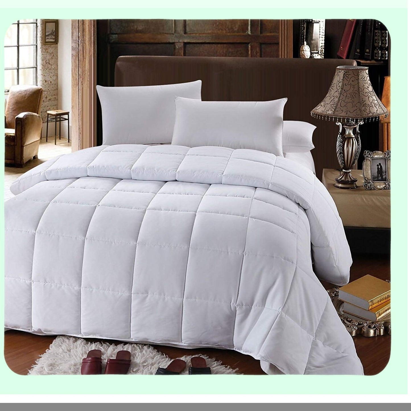 Luxury Plush All-Season Oversized Comforter - Hypoallergenic White Down Alternative Duvet Insert with Corner Tabs, 110x98 King Size