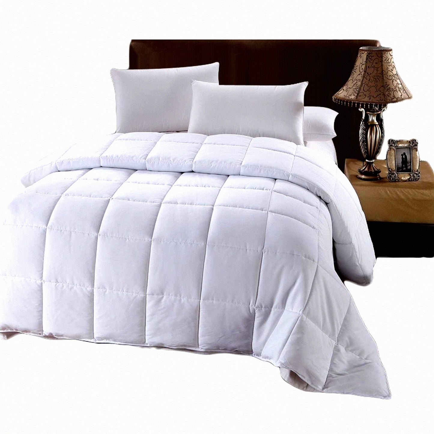 Luxury Plush All-Season Oversized Comforter - Hypoallergenic White Down Alternative Duvet Insert with Corner Tabs, 110x98 King Size