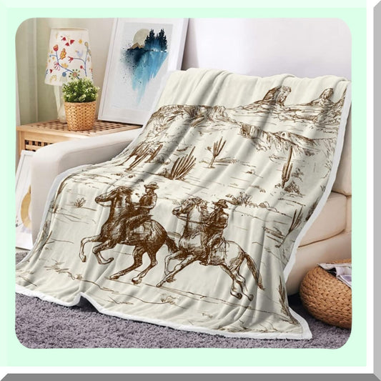 Southwestern Print Fleece Blanket for Bed and Couch
