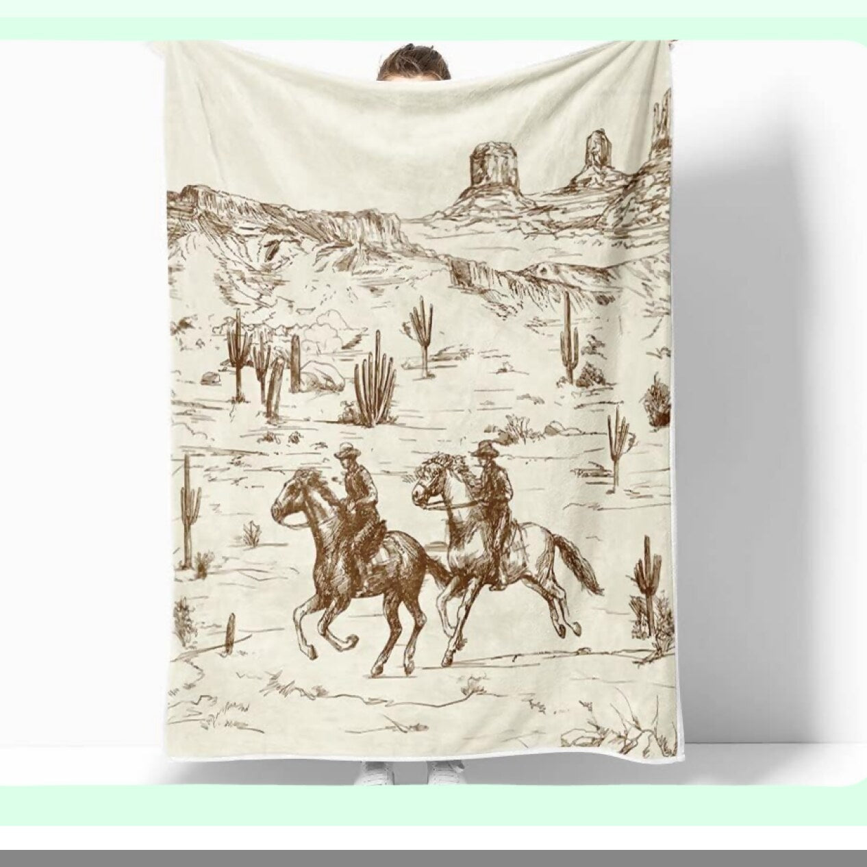 Rustic Western Cozy Fleece Blanket - Southwestern Print Throw for Bed & Couch
