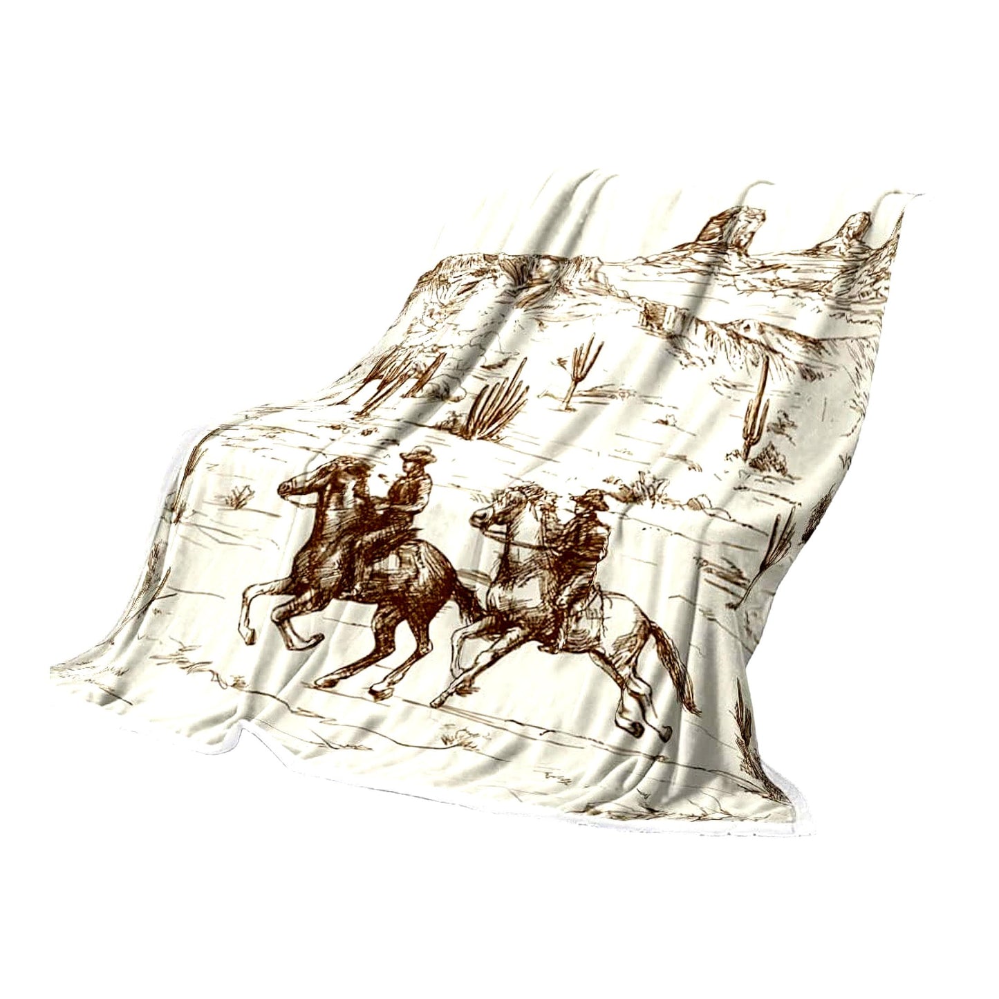 Rustic Western Cozy Fleece Blanket - Southwestern Print Throw for Bed & Couch