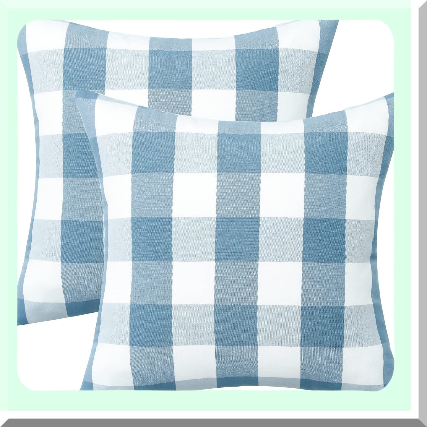 Farmhouse Buffalo Check Linen Throw Pillow Covers - Set of 2, 18x18 Inch Square Cushion Cases for Bed and Couch Decor