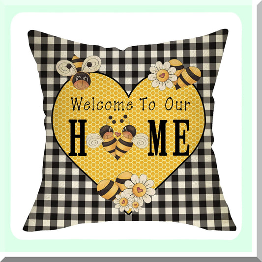 Buffalo Plaid Heart Farmhouse Pillowcase Compatible with 18x18 Cushions