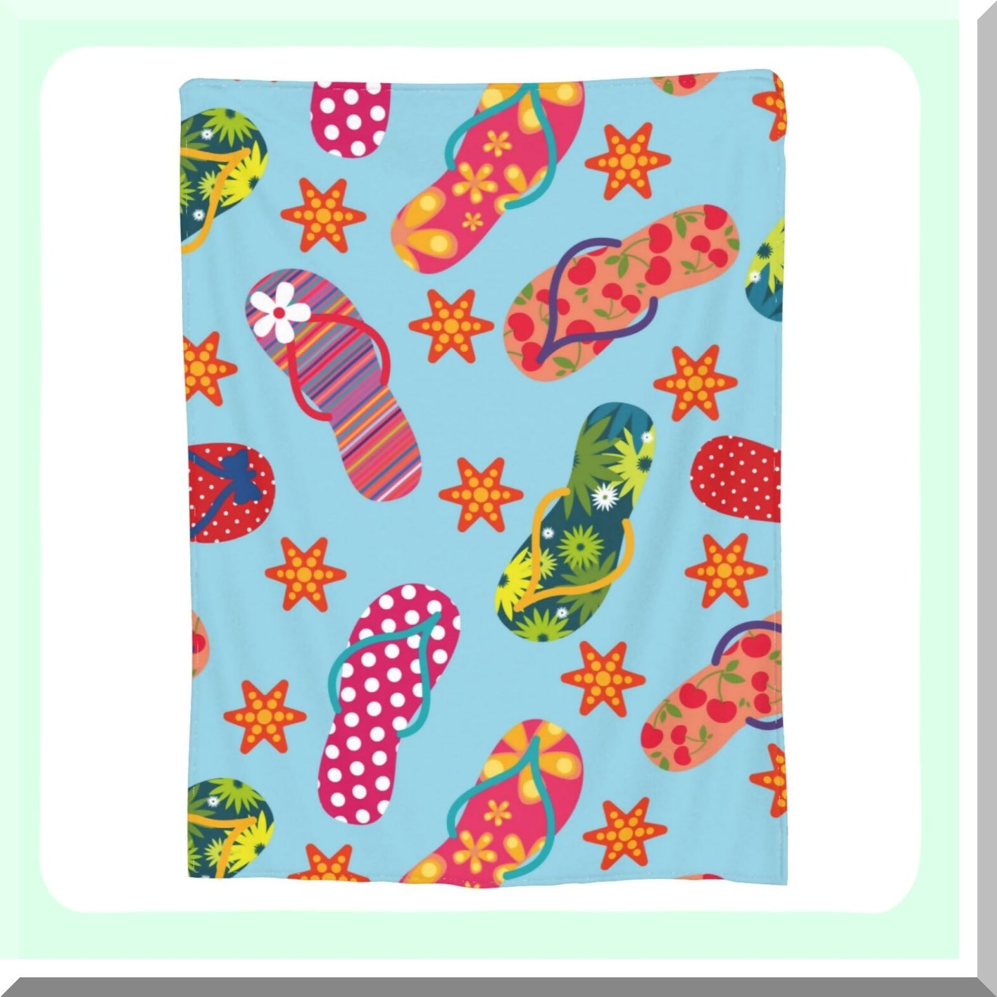Vibrant Flip-Flops Cozy Travel Blanket - Lightweight, Warm, All-Season Fluffy Flannel for Sofa, Couch, Bed (60"x50")"