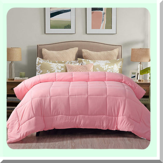 Pink Full/Queen Microfiber Comforter with Box Stitching