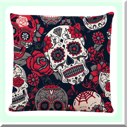 Graffiti Skull Flower Pillow Cover 18x18 inches