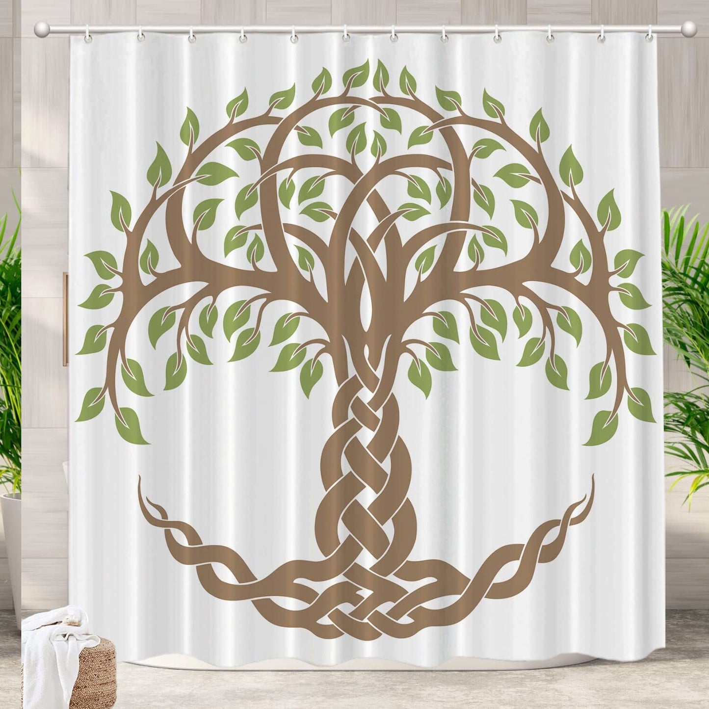 Celtic Tree of Life Green Shower Curtain 72x72