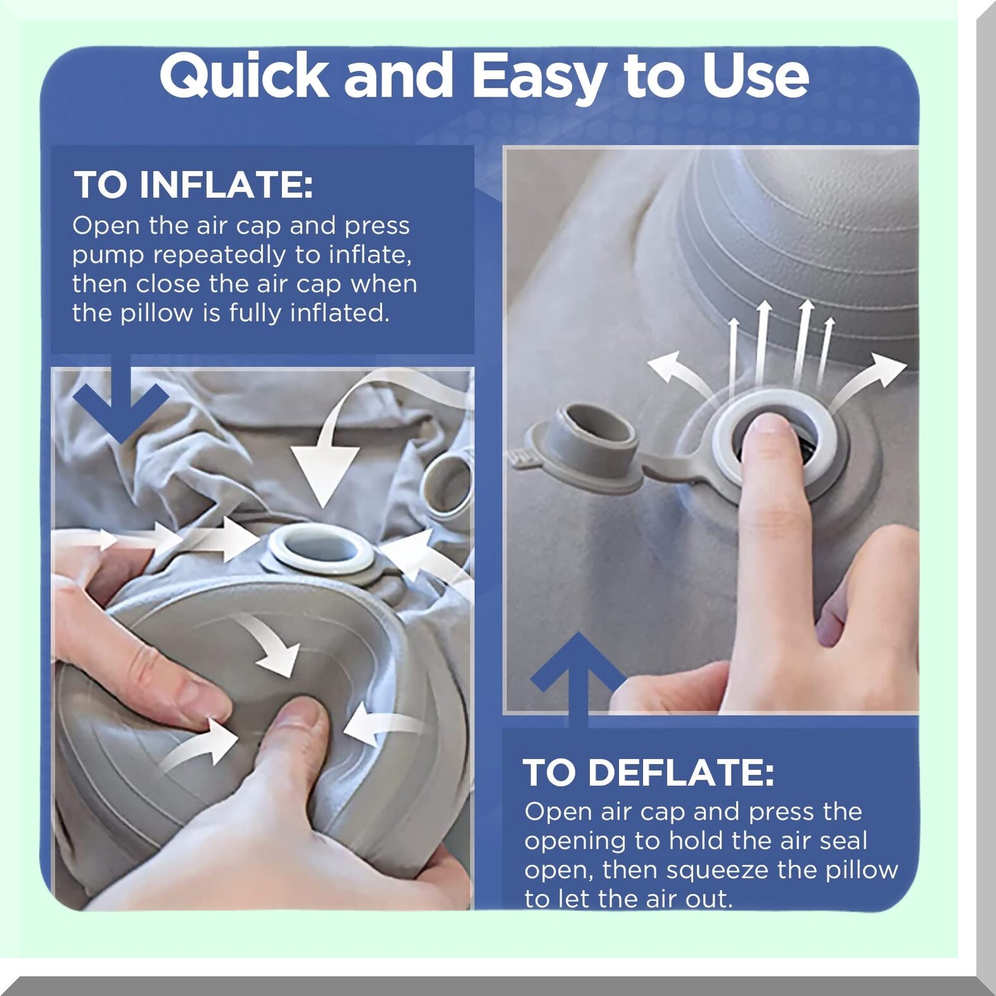 AirPuff Comfort Cloud - Inflatable Travel Footrest with Easy Inflate Buttons for Airplane, Leg Rest Pillow for Long Flights, Portable Foot Hammock