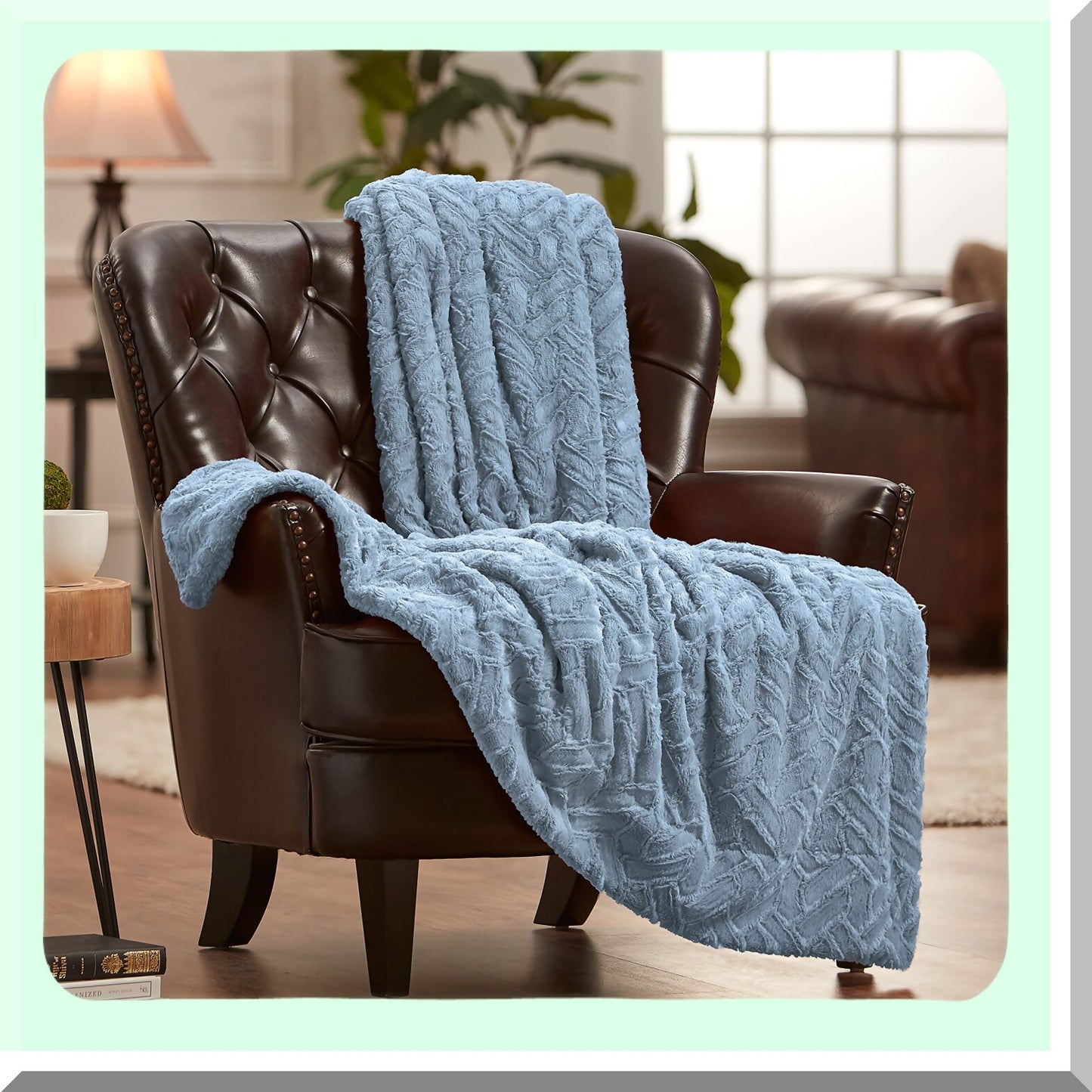 UltraSoft Sky Blue Sherpa Throw Blanket - Plush & Cozy 50"x65""