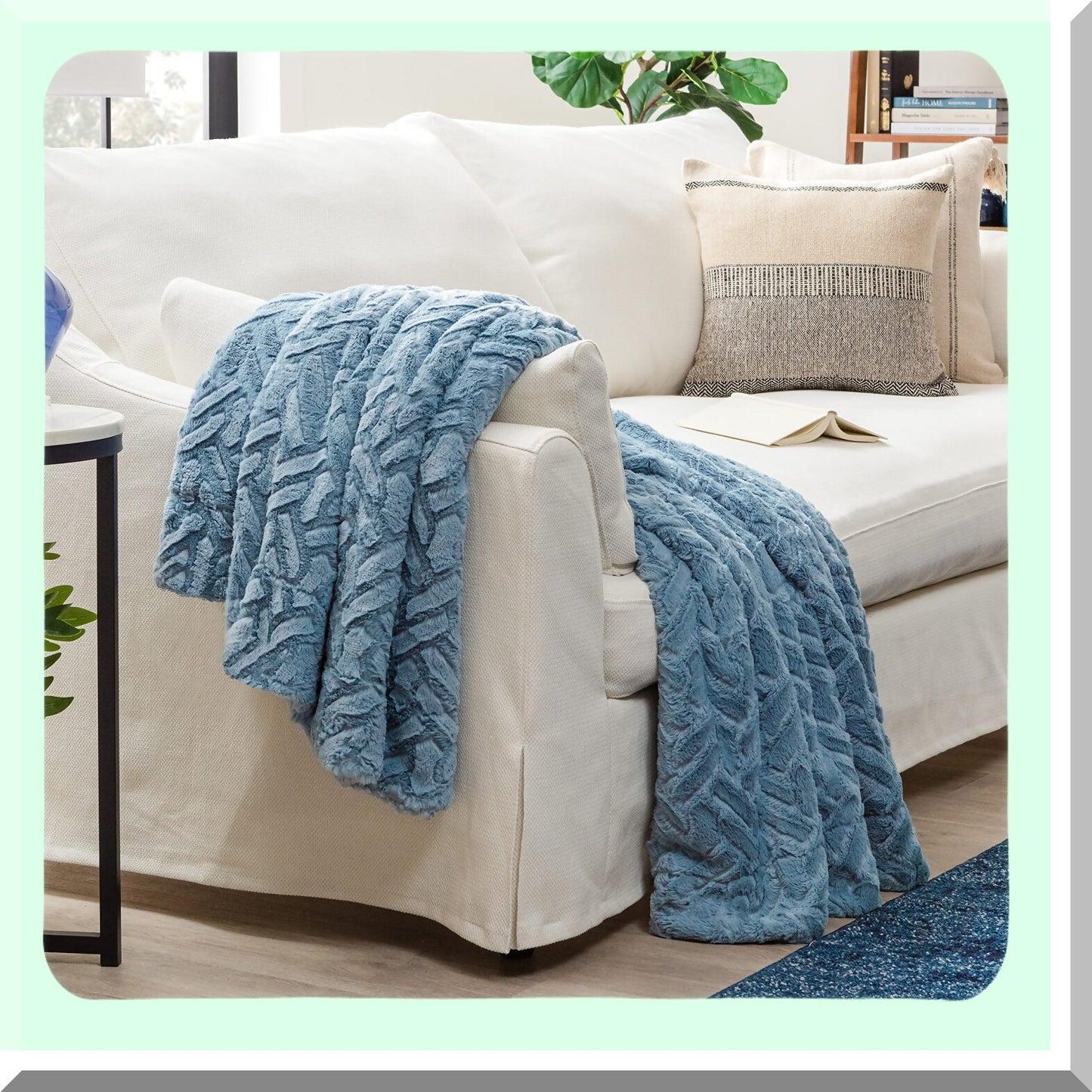 UltraSoft Sky Blue Sherpa Throw Blanket - Plush & Cozy 50"x65""