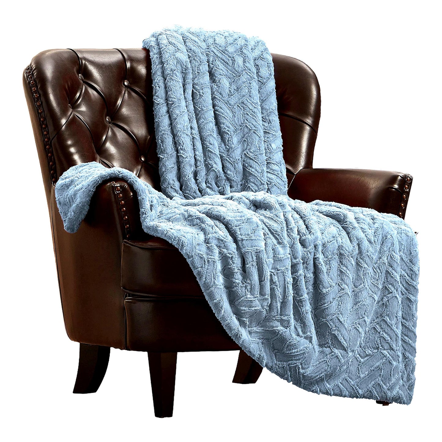 UltraSoft Sky Blue Sherpa Throw Blanket - Plush & Cozy 50"x65""