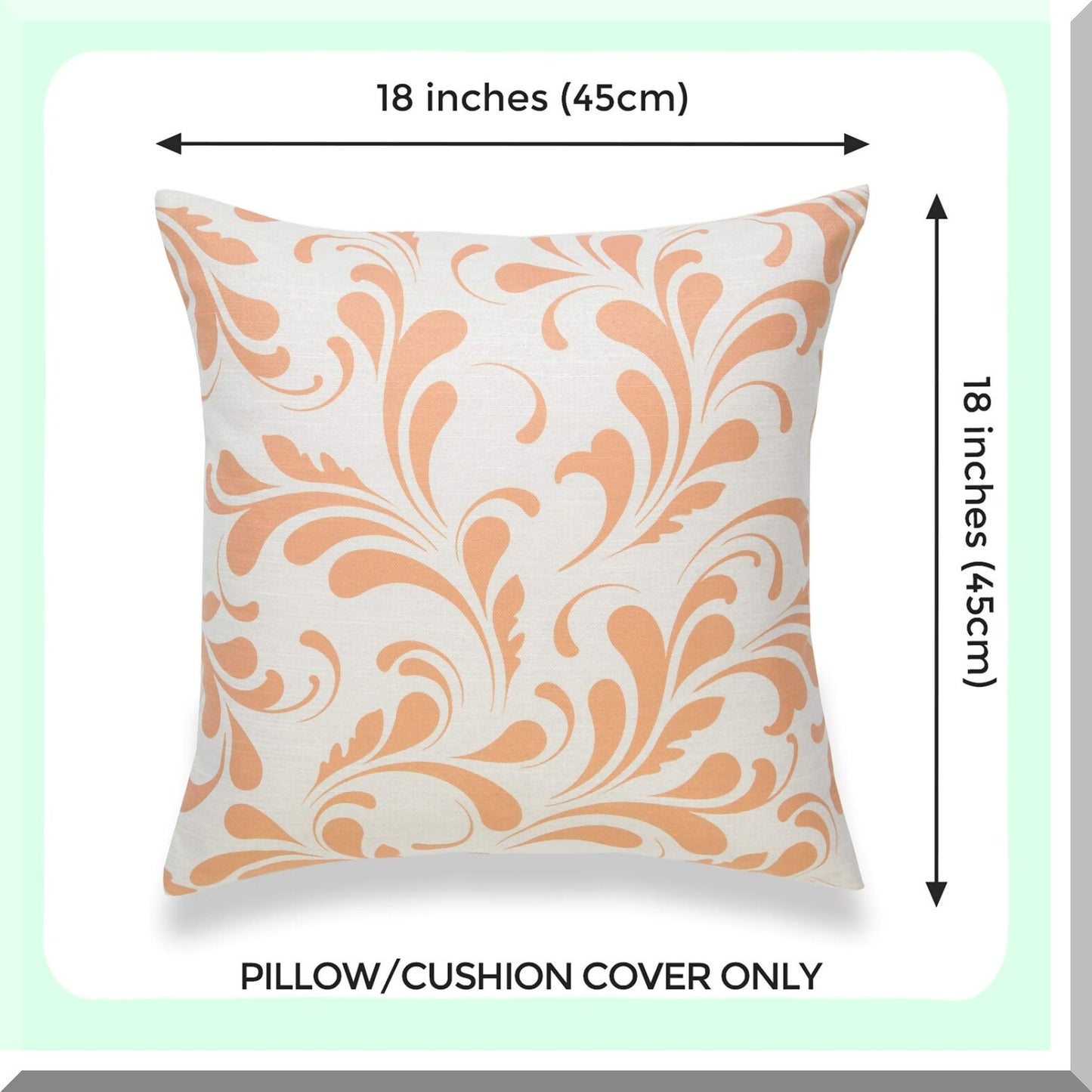 Autumn Harvest Orange Floral Throw Pillow Cover - 18"x18" - Decorative Cushion Case for Couch, Sofa, Bed - Fall Home Decor Accent